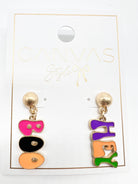 Hey Boo Enamel Halloween Earrings-310 Jewelry-Canvas-Heathered Boho Boutique, Women's Fashion and Accessories in Palmetto, FL