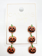 Jack O' Lantern Rhinestone Triple Drop Earrings-310 Jewelry-Canvas-Heathered Boho Boutique, Women's Fashion and Accessories in Palmetto, FL