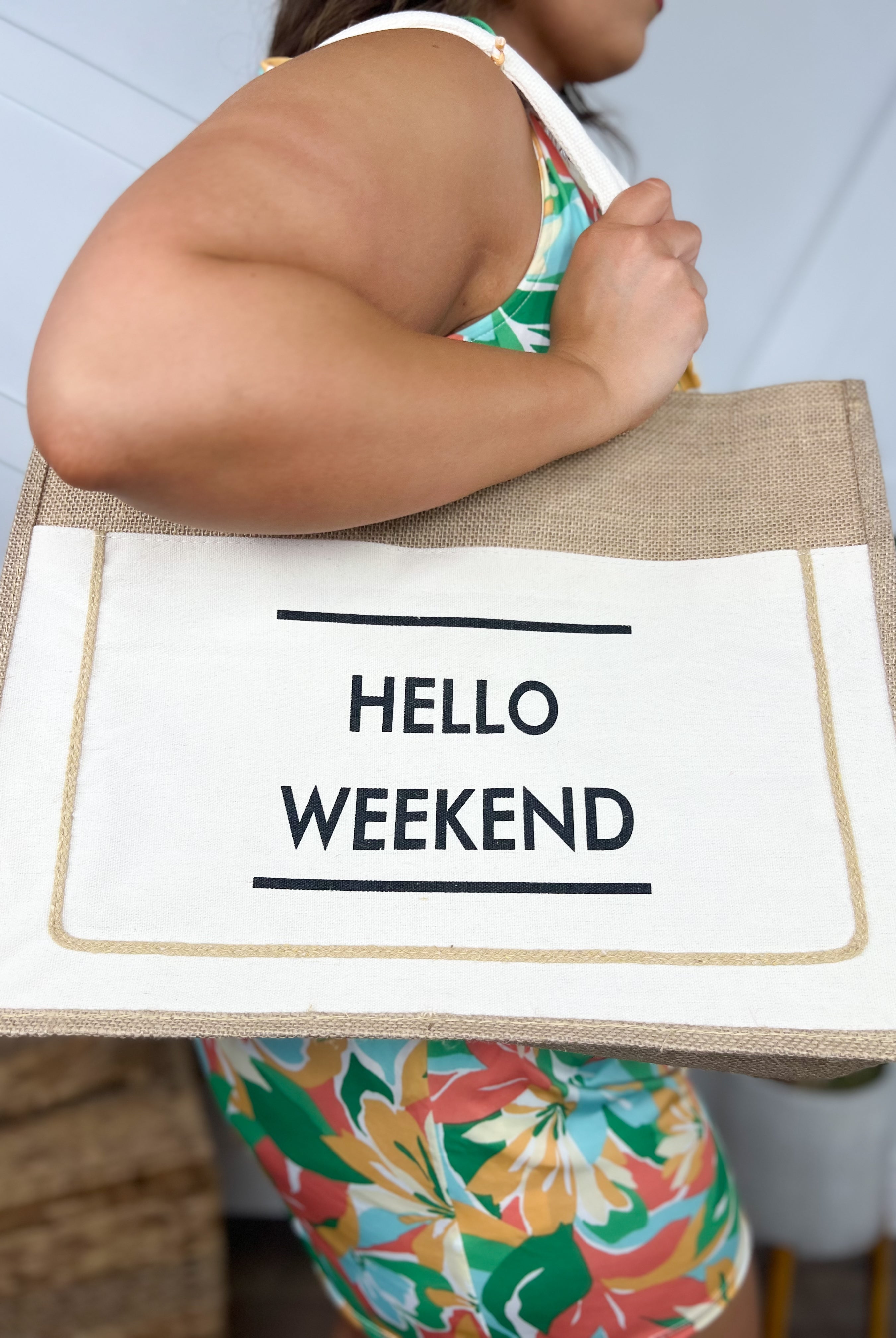 Hello Weekend Bag-320 Bags-Fame Accessories-Heathered Boho Boutique, Women's Fashion and Accessories in Palmetto, FL