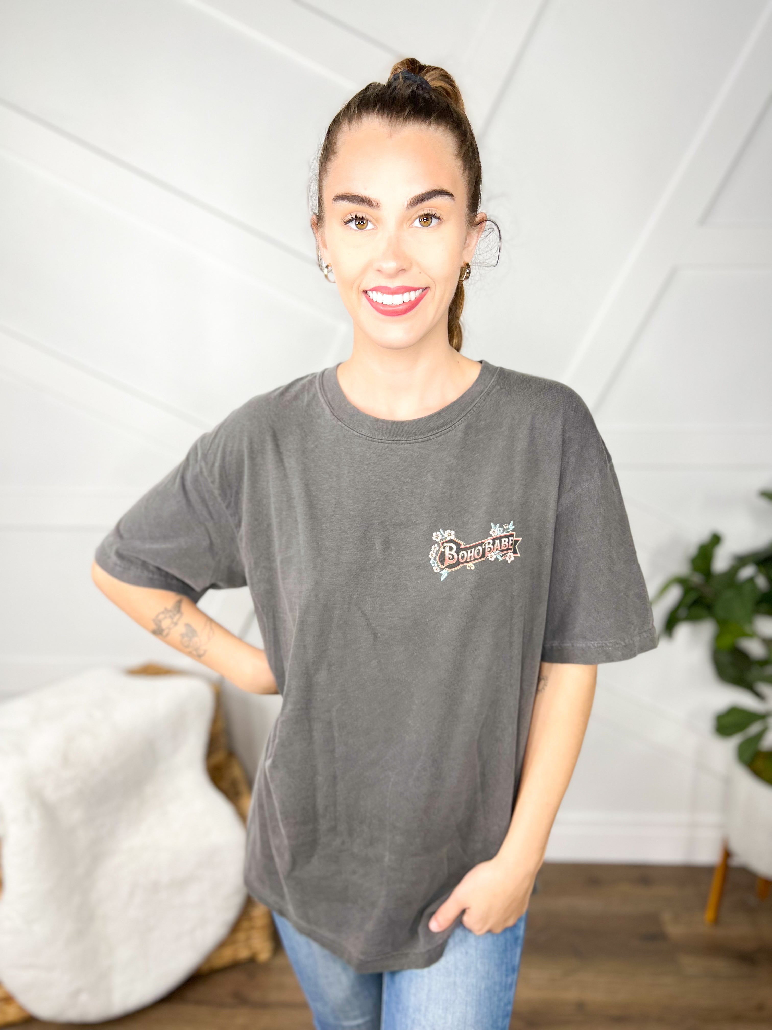 Custom Boho Babe Club Graphic Tee-130 Graphic Tees-Heathered Boho-Heathered Boho Boutique, Women's Fashion and Accessories in Palmetto, FL