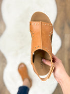 Corkys Carley Wedges - Cognac Studs-350 Shoes-Corkys-Heathered Boho Boutique, Women's Fashion and Accessories in Palmetto, FL