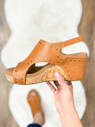 Corkys Carley Wedges - Cognac Studs-350 Shoes-Corkys-Heathered Boho Boutique, Women's Fashion and Accessories in Palmetto, FL