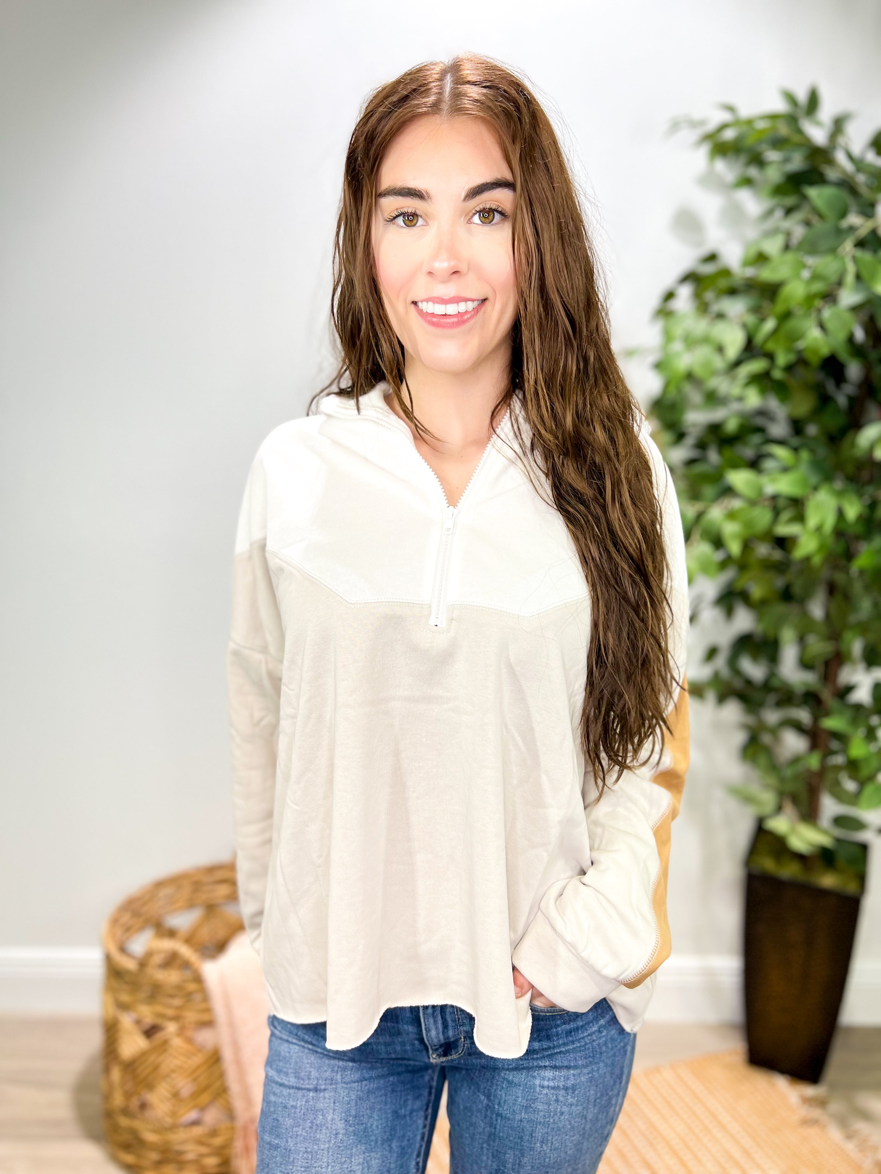 Playing Games Zip Pullover-120 Long Sleeve Tops-Easel-Heathered Boho Boutique, Women's Fashion and Accessories in Palmetto, FL