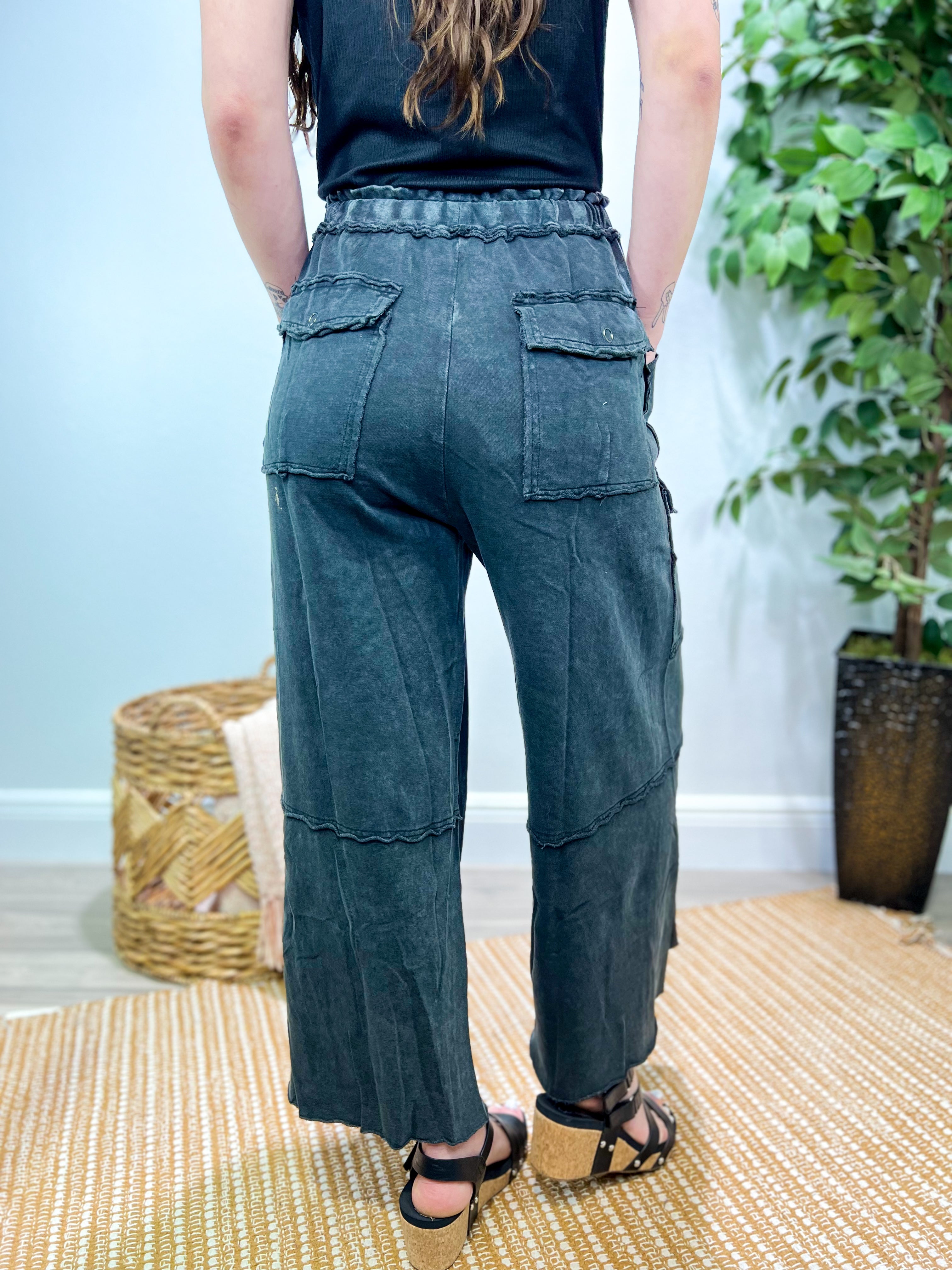 RESTOCK : Feeling Good Utility Pull On Pants-150 PANTS-Easel-Heathered Boho Boutique, Women's Fashion and Accessories in Palmetto, FL