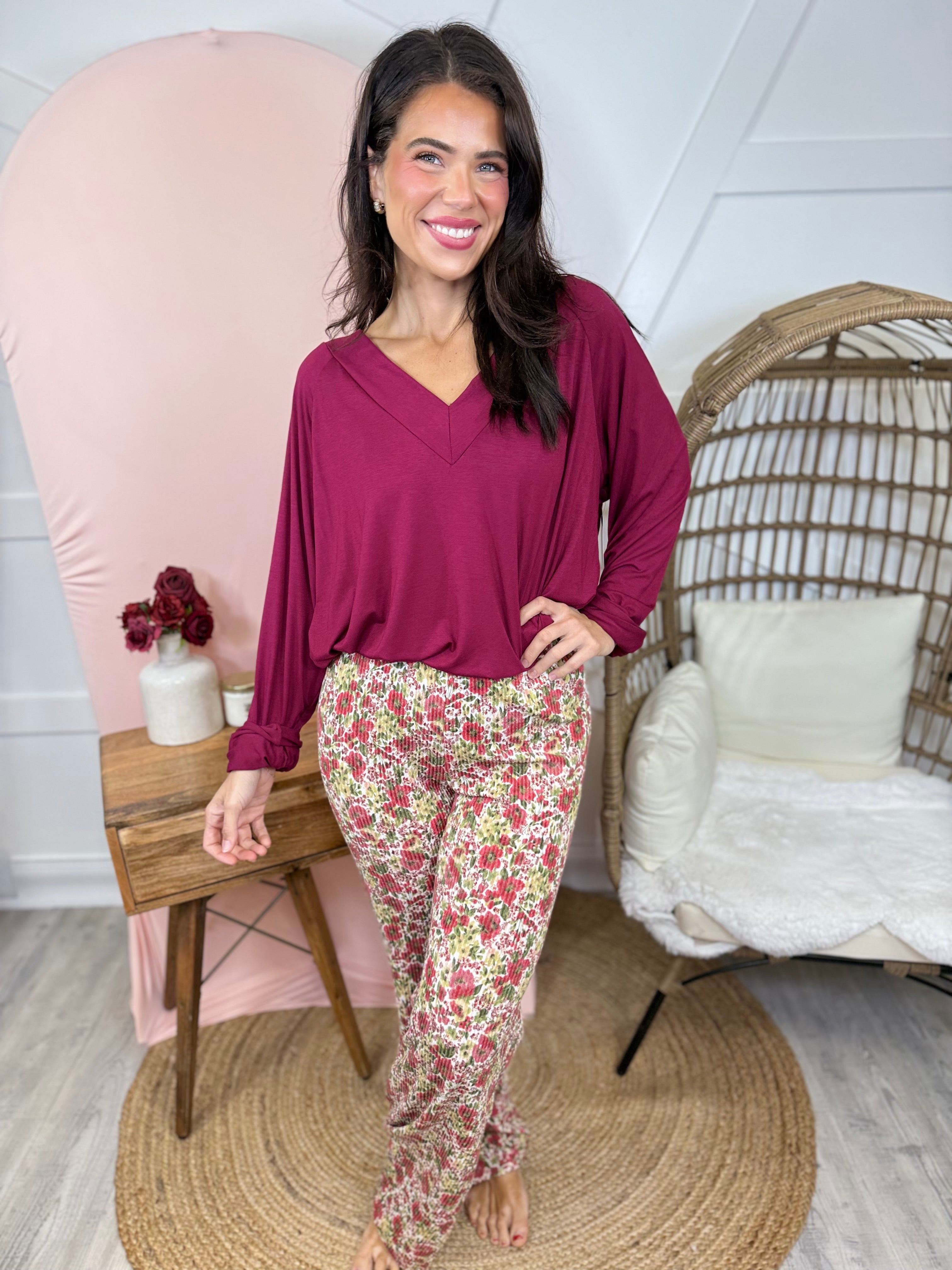Pinterest Perfect Pants - Red Floral-150 PANTS-Heathered Boho-Heathered Boho Boutique, Women's Fashion and Accessories in Palmetto, FL