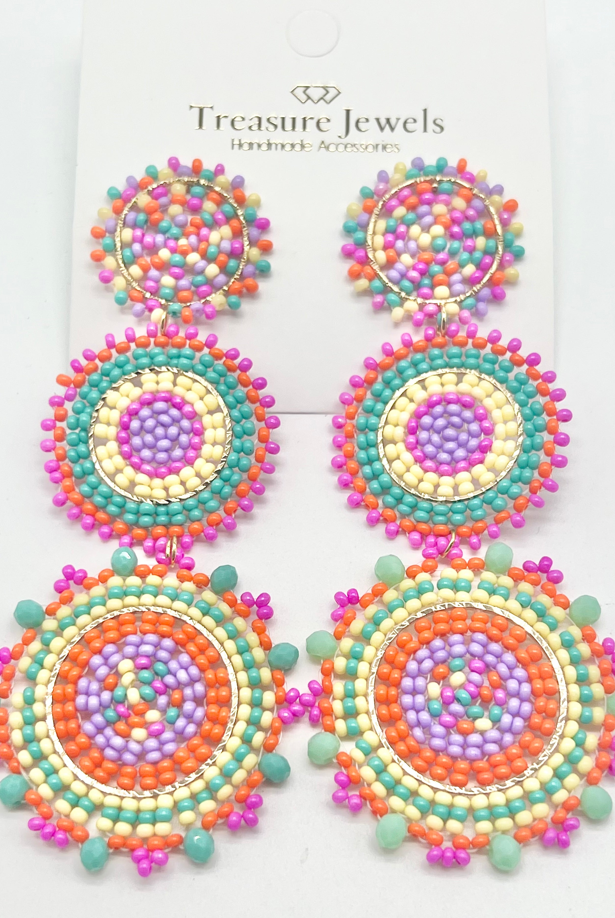 Chelsea Beaded Circle Earrings-310 Jewelry-Treasure Jewels-Heathered Boho Boutique, Women's Fashion and Accessories in Palmetto, FL
