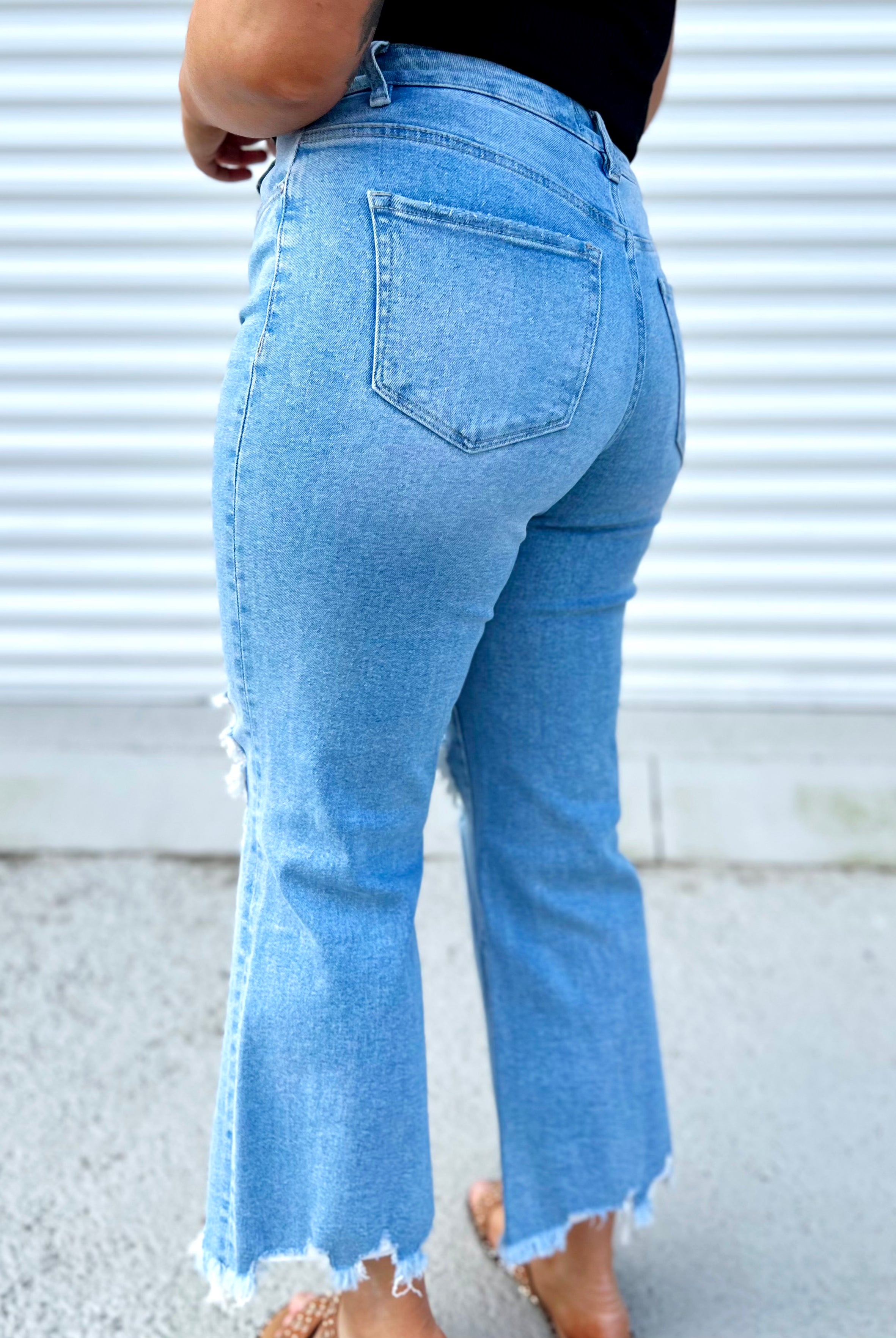 Flash Back Vintage Crop Flare Jeans by Mica-190 Jeans-Mica Denim-Heathered Boho Boutique, Women's Fashion and Accessories in Palmetto, FL