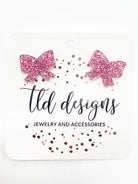 Glitter Bow Studs-310 JEWELRY-TLD DESIGNS-Heathered Boho Boutique, Women's Fashion and Accessories in Palmetto, FL