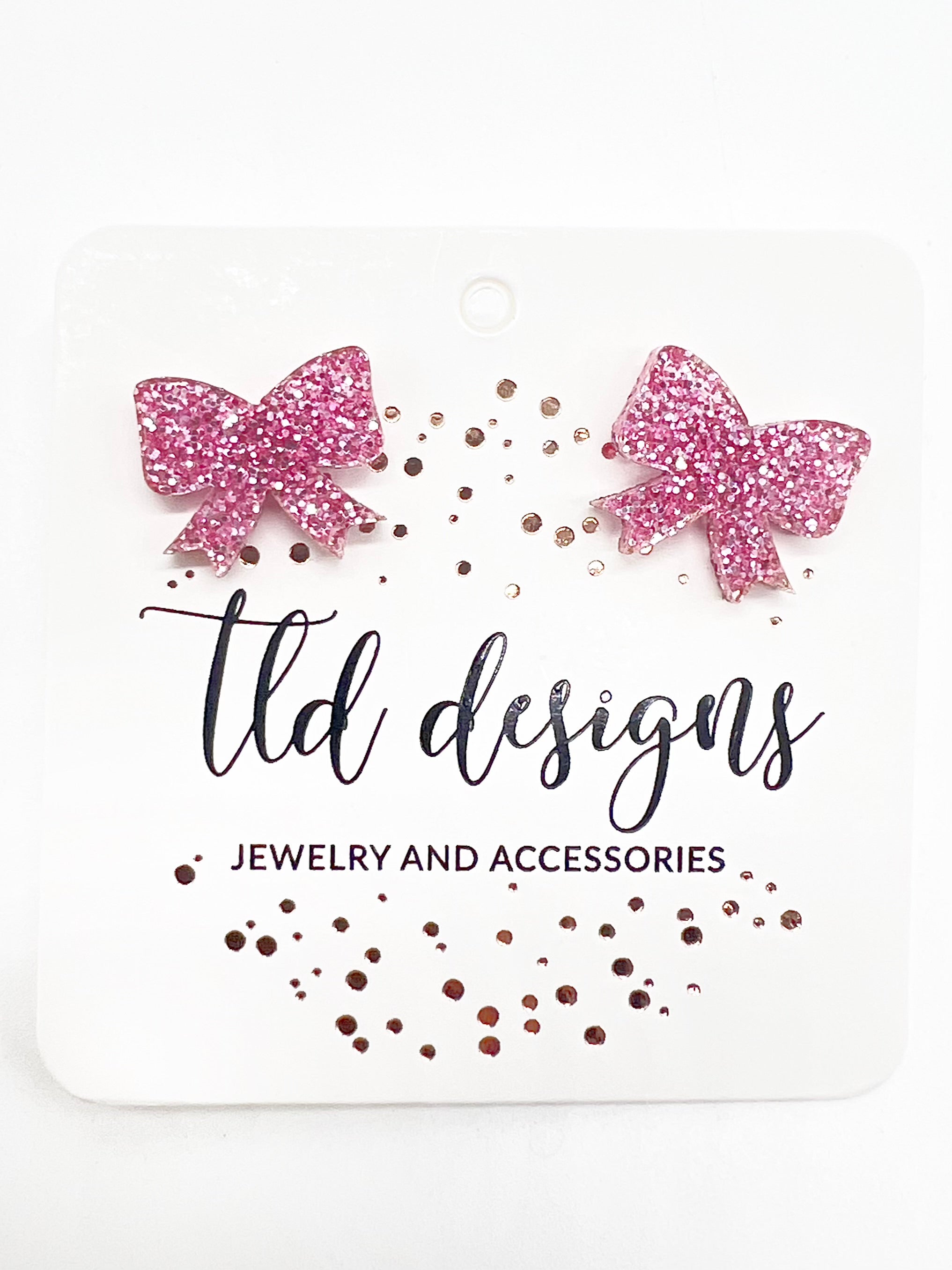 Glitter Bow Studs-310 JEWELRY-TLD DESIGNS-Heathered Boho Boutique, Women's Fashion and Accessories in Palmetto, FL