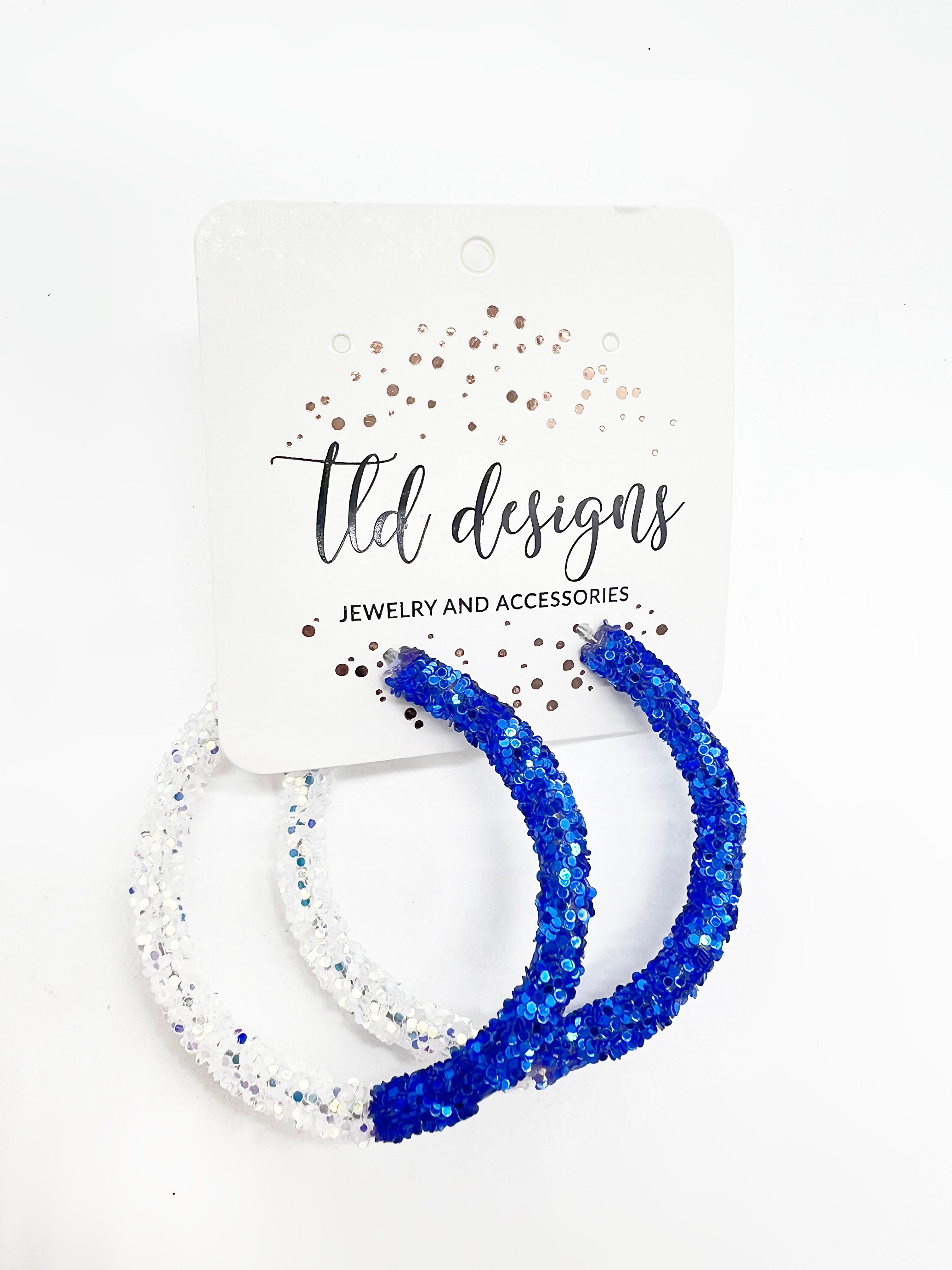 Two Tone Glitter Hoops-310 JEWELRY-TLD DESIGNS-Heathered Boho Boutique, Women's Fashion and Accessories in Palmetto, FL