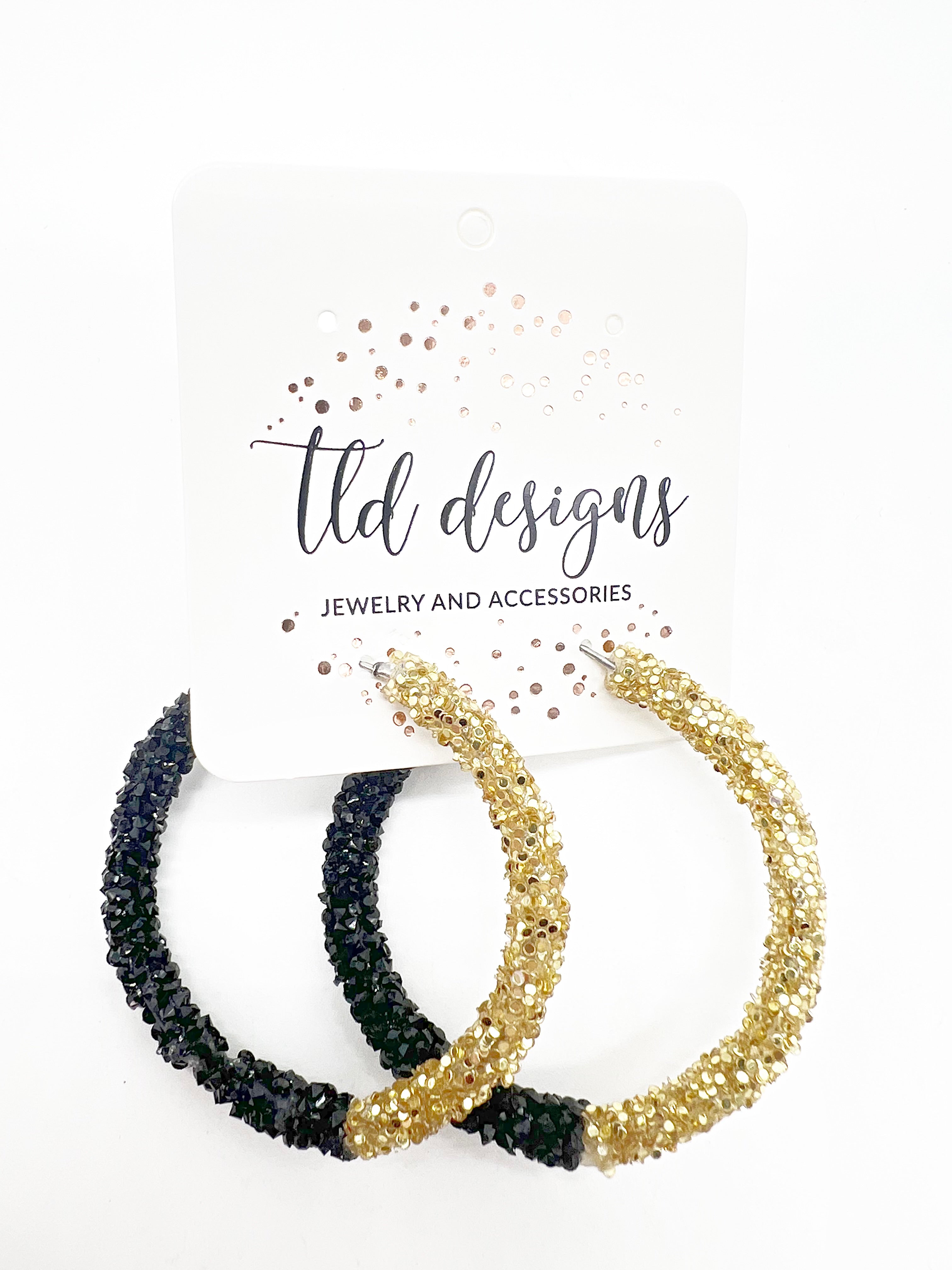 Two Tone Glitter Hoops-310 JEWELRY-TLD DESIGNS-Heathered Boho Boutique, Women's Fashion and Accessories in Palmetto, FL