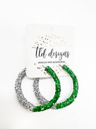 Two Tone Glitter Hoops-310 JEWELRY-TLD DESIGNS-Heathered Boho Boutique, Women's Fashion and Accessories in Palmetto, FL