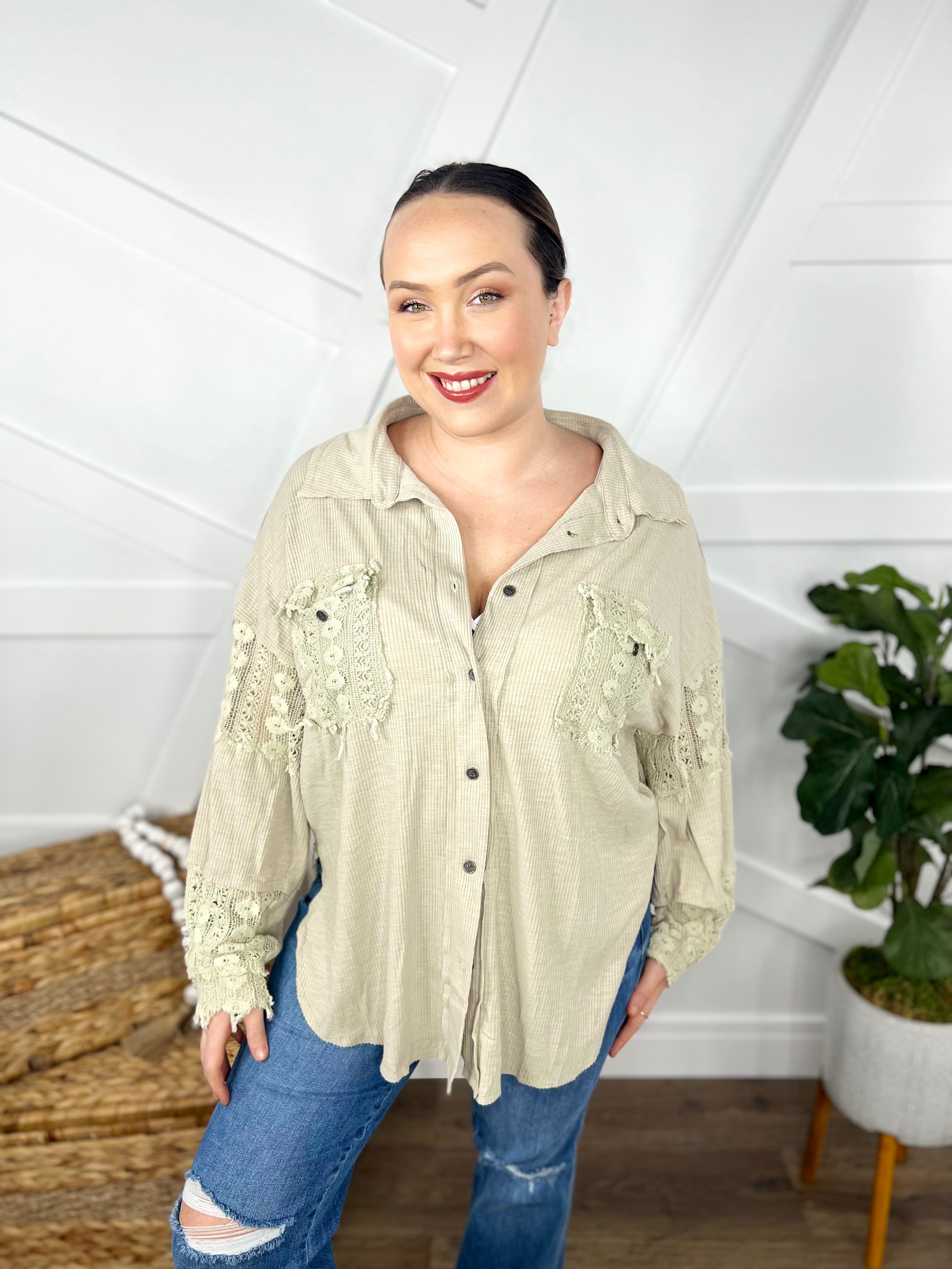 RESTOCK : For Your Pleasure Button Down Top-120 Long Sleeve Tops-POL-Heathered Boho Boutique, Women's Fashion and Accessories in Palmetto, FL
