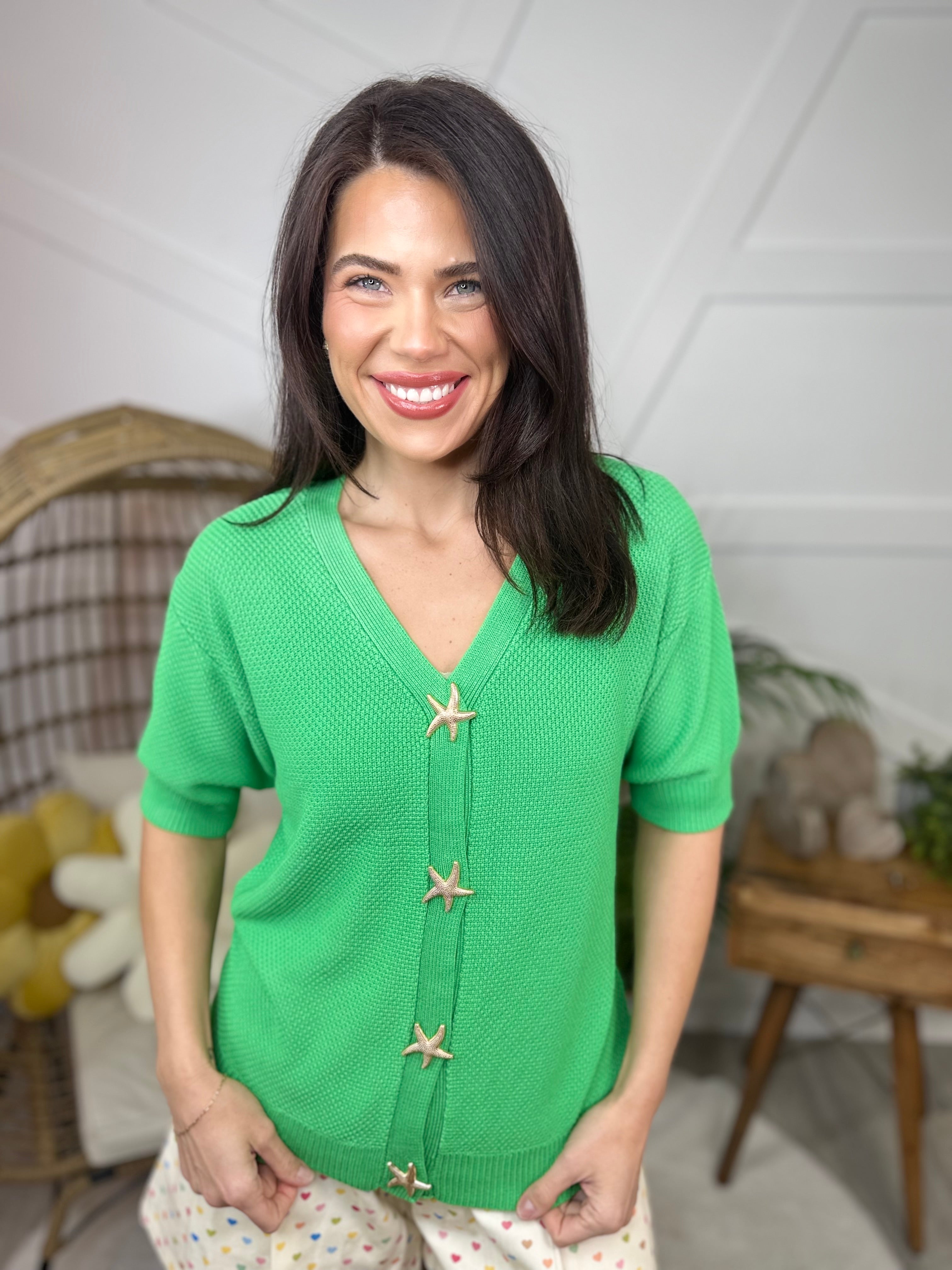 Starfish Cardigan-220 Cardigans/ Kimonos-GEEGEE-Heathered Boho Boutique, Women's Fashion and Accessories in Palmetto, FL