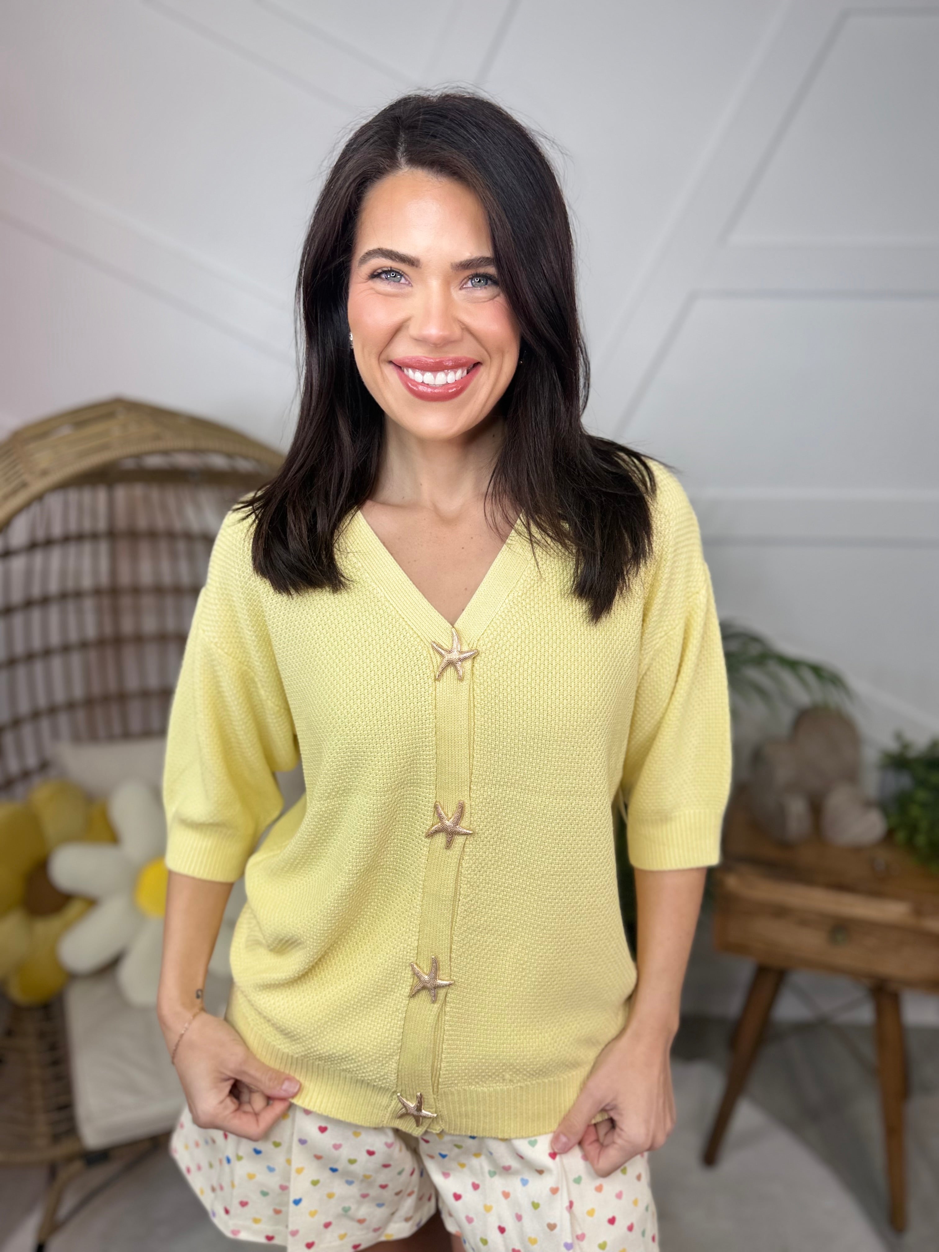 Starfish Cardigan-220 Cardigans/ Kimonos-GEEGEE-Heathered Boho Boutique, Women's Fashion and Accessories in Palmetto, FL