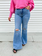 Lapis Lazuli Wide Leg Jeans-190 Jeans-Mica Denim-Heathered Boho Boutique, Women's Fashion and Accessories in Palmetto, FL