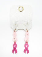 Pink Ribbon Tiered Dangler Earrings-310 Jewelry-Joia Trading-Heathered Boho Boutique, Women's Fashion and Accessories in Palmetto, FL