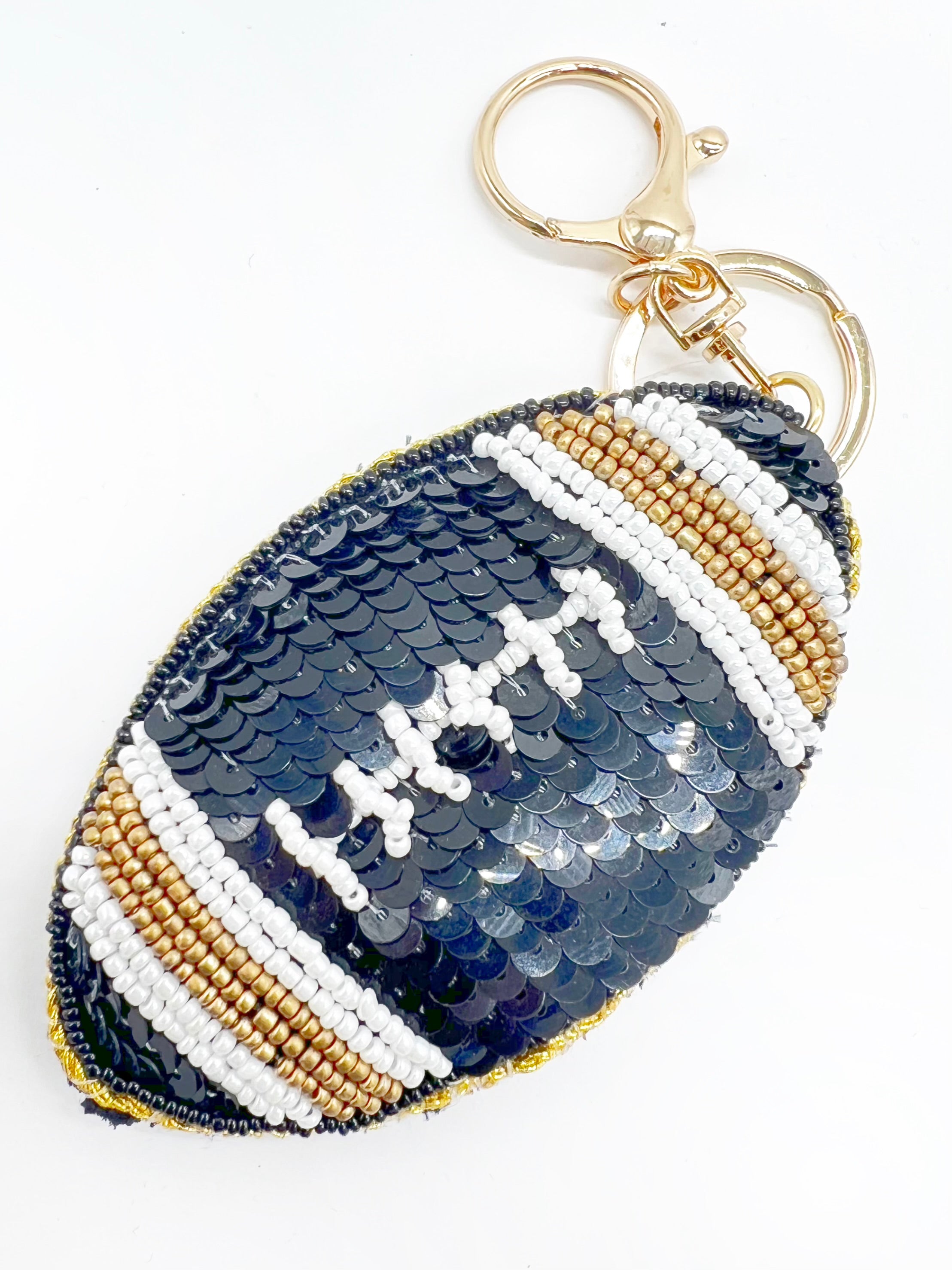 Sequined Football Key Chain-340 Other Accessories-Joia Trading-Heathered Boho Boutique, Women's Fashion and Accessories in Palmetto, FL