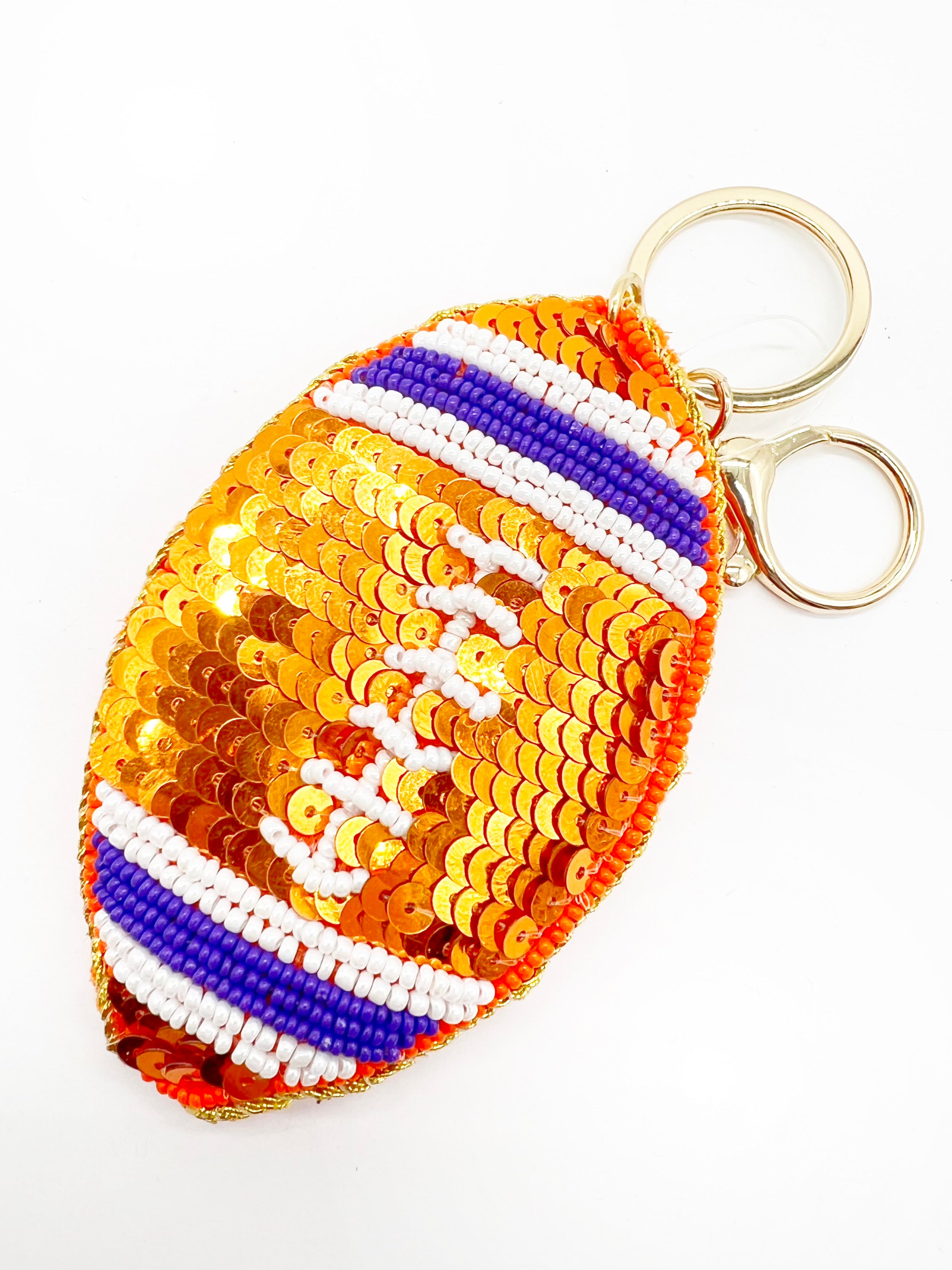 Sequined Football Key Chain-340 Other Accessories-Joia Trading-Heathered Boho Boutique, Women's Fashion and Accessories in Palmetto, FL