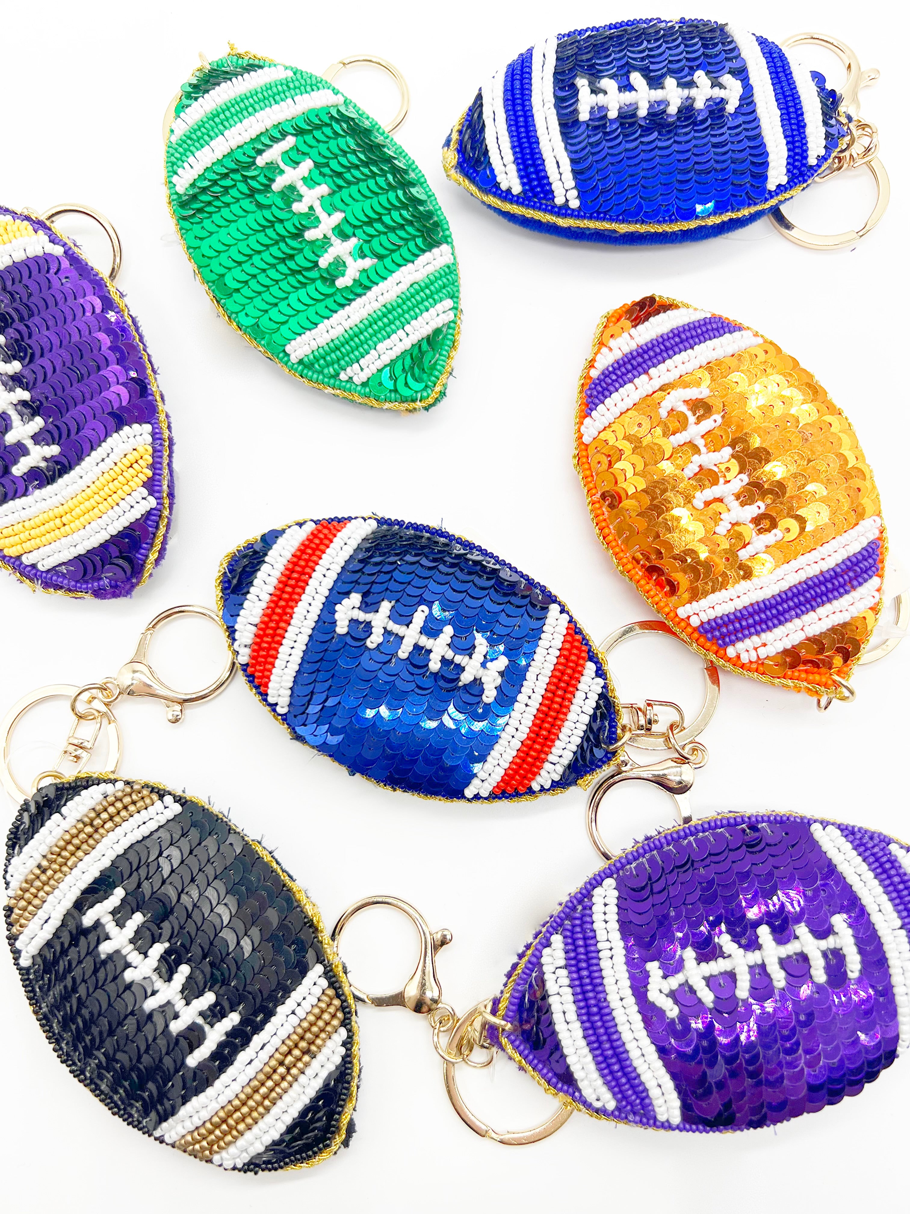 Sequined Football Key Chain-340 Other Accessories-Joia Trading-Heathered Boho Boutique, Women's Fashion and Accessories in Palmetto, FL