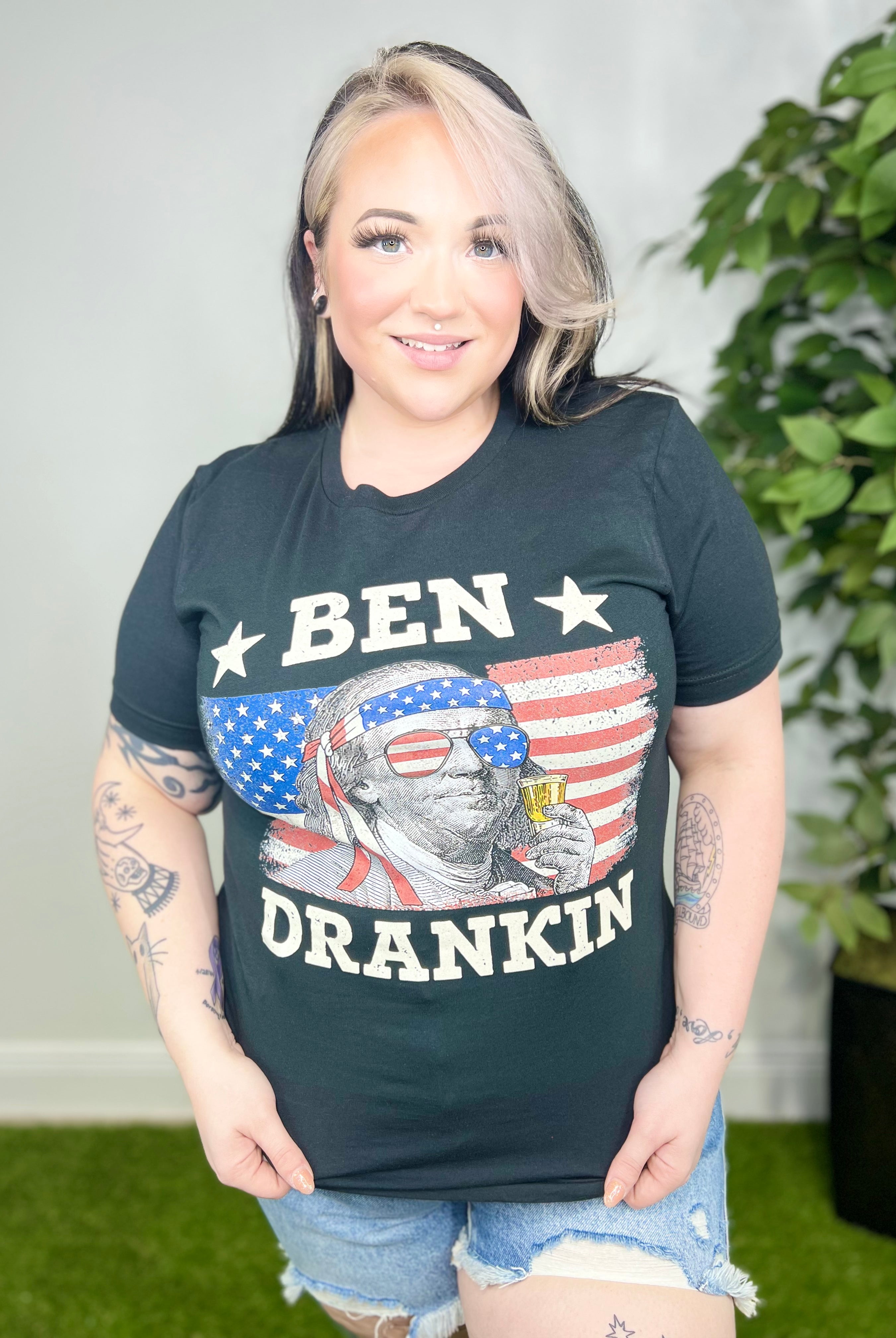 Ben Drankin' Graphic Tee-110 Short Sleeve Top-Heathered Boho-Heathered Boho Boutique, Women's Fashion and Accessories in Palmetto, FL