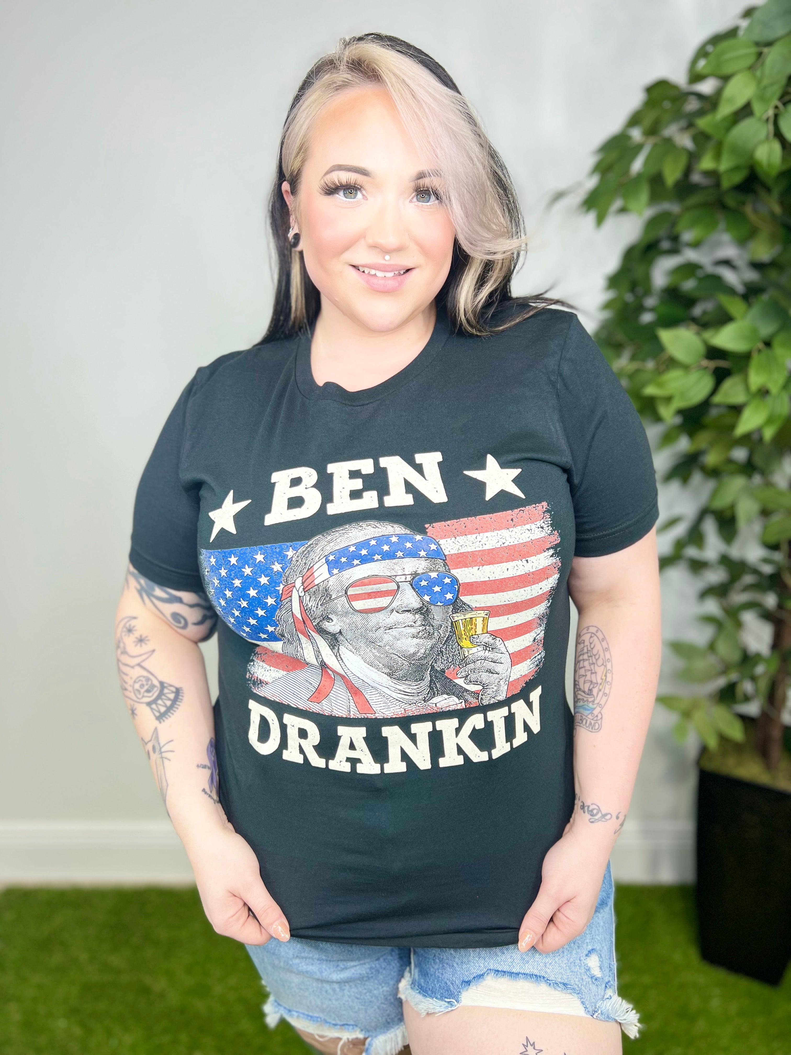 Ben Drankin' Graphic Tee-110 Short Sleeve Top-Heathered Boho-Heathered Boho Boutique, Women's Fashion and Accessories in Palmetto, FL