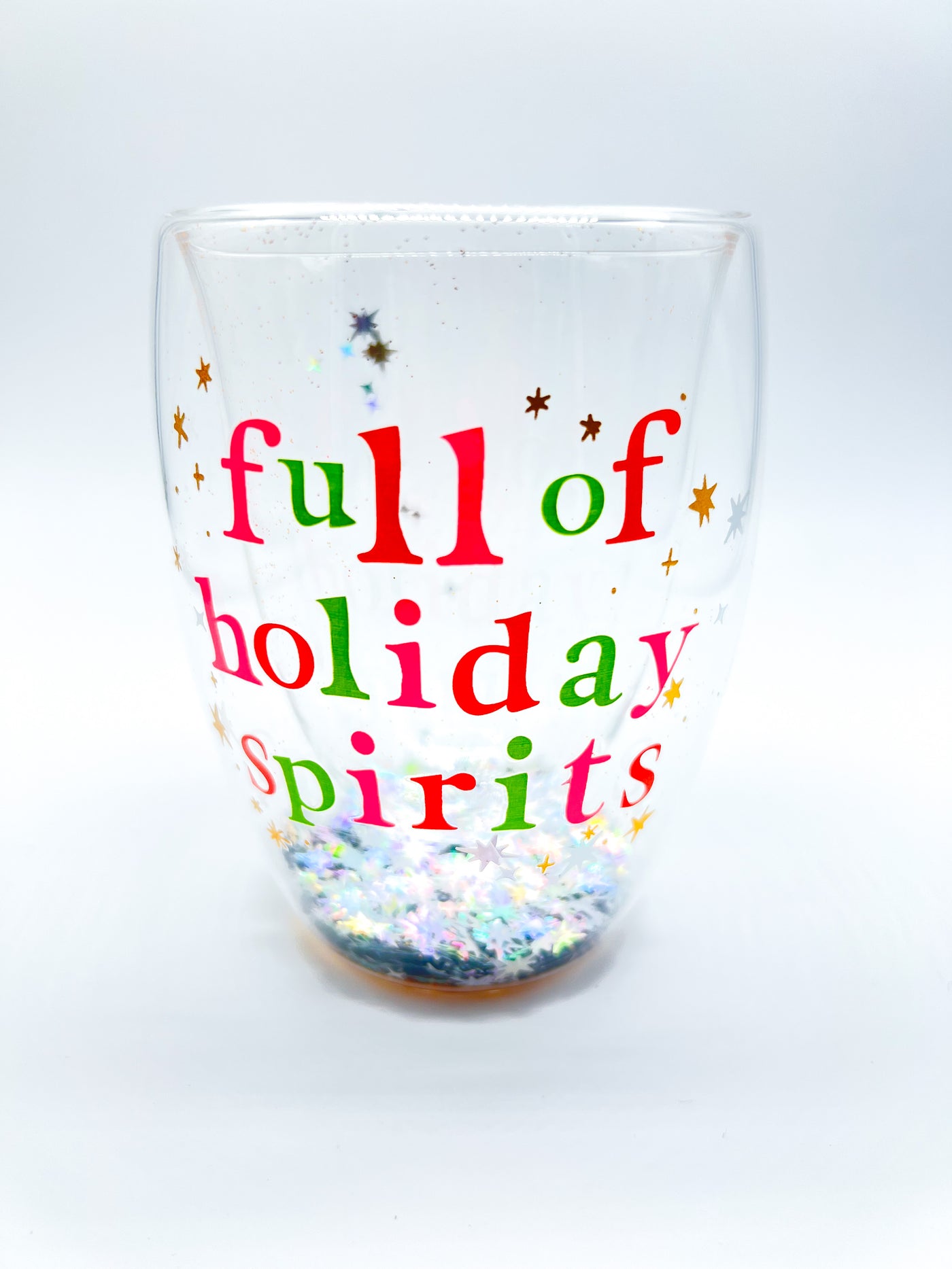 Full of Holiday Spirits Double Wall Glass