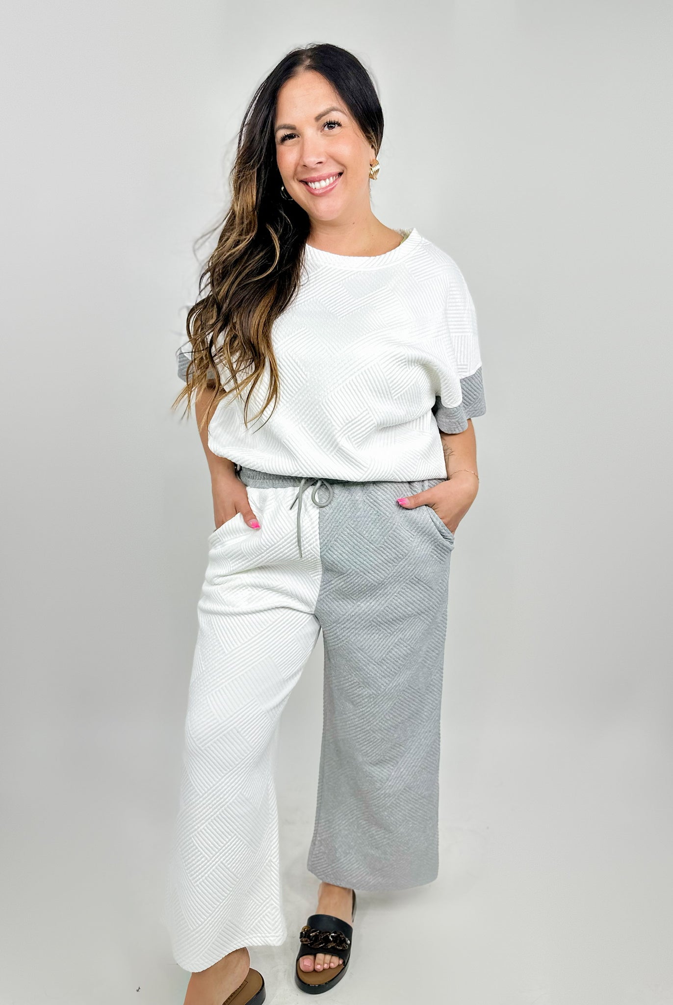 Make Your Mark T-Shirt and Wide Leg Pants Set-240 Activewear/Sets-DOUBLE TAKE-Heathered Boho Boutique, Women's Fashion and Accessories in Palmetto, FL