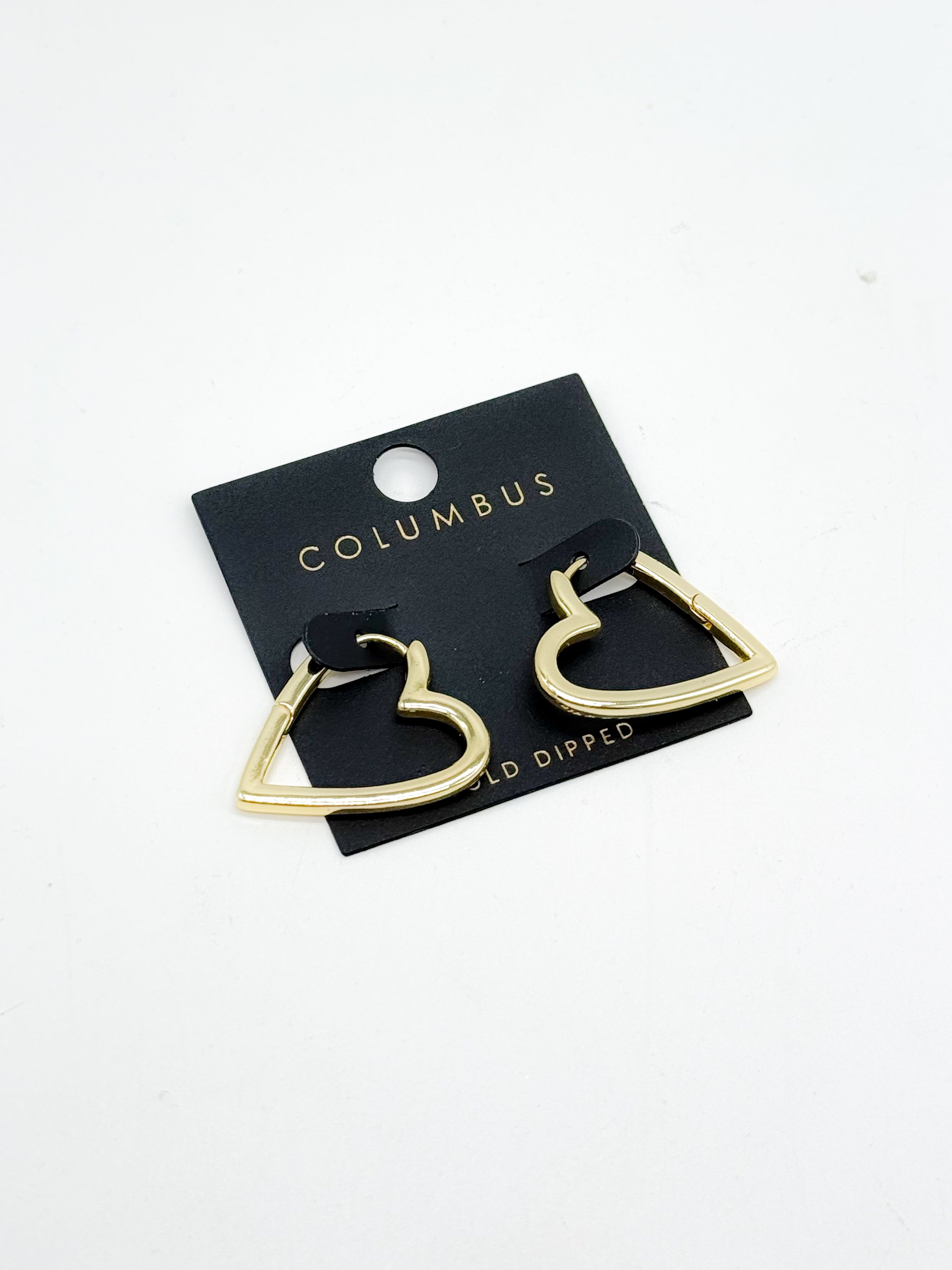 Gold Dipped Hinge Heart Hoop Earrings-310 Jewelry-Fame Accessories-Heathered Boho Boutique, Women's Fashion and Accessories in Palmetto, FL