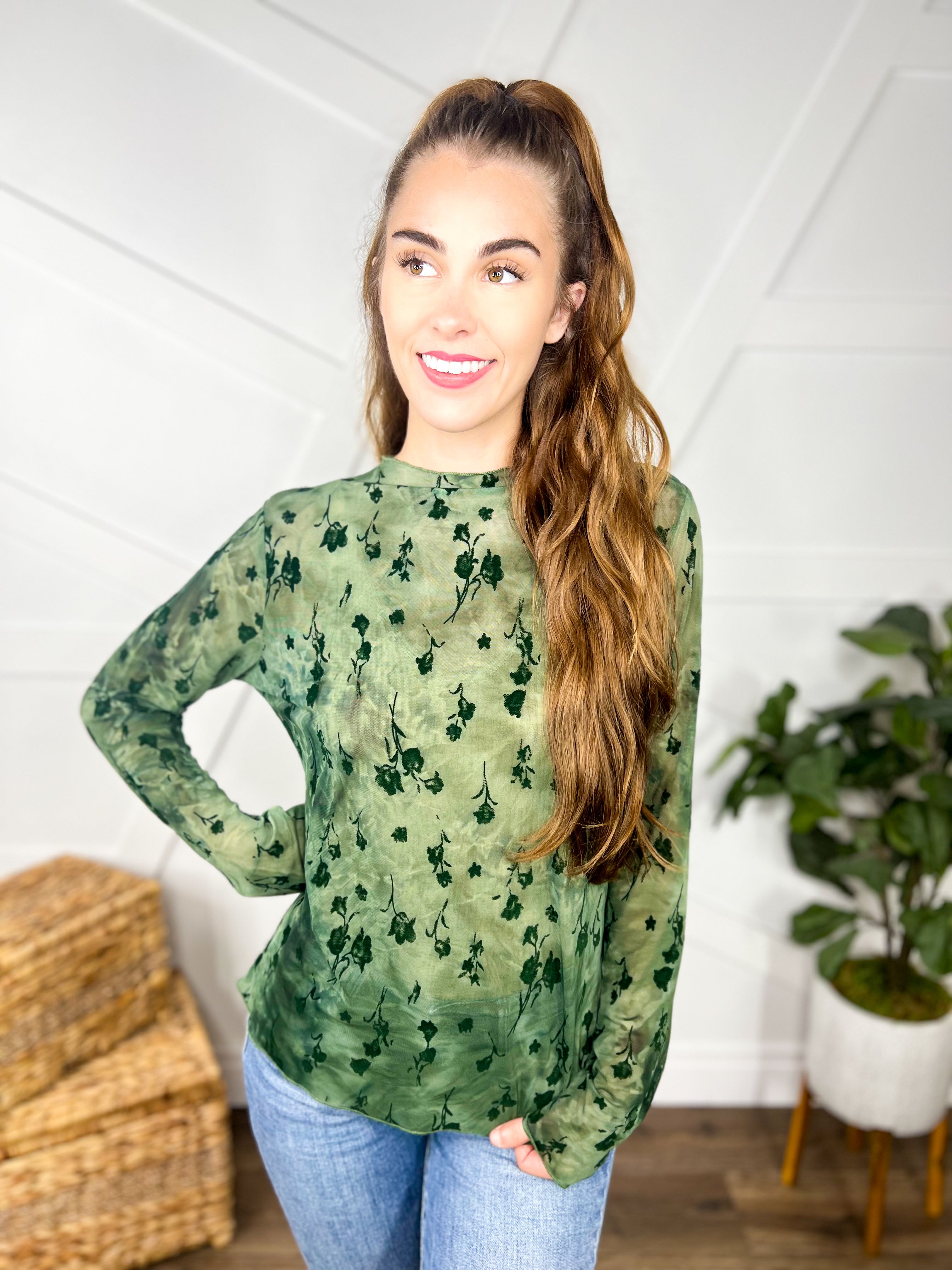 RESTOCK : Made of Flowers Mesh Top-120 Long Sleeve Tops-Davi & Dani-Heathered Boho Boutique, Women's Fashion and Accessories in Palmetto, FL