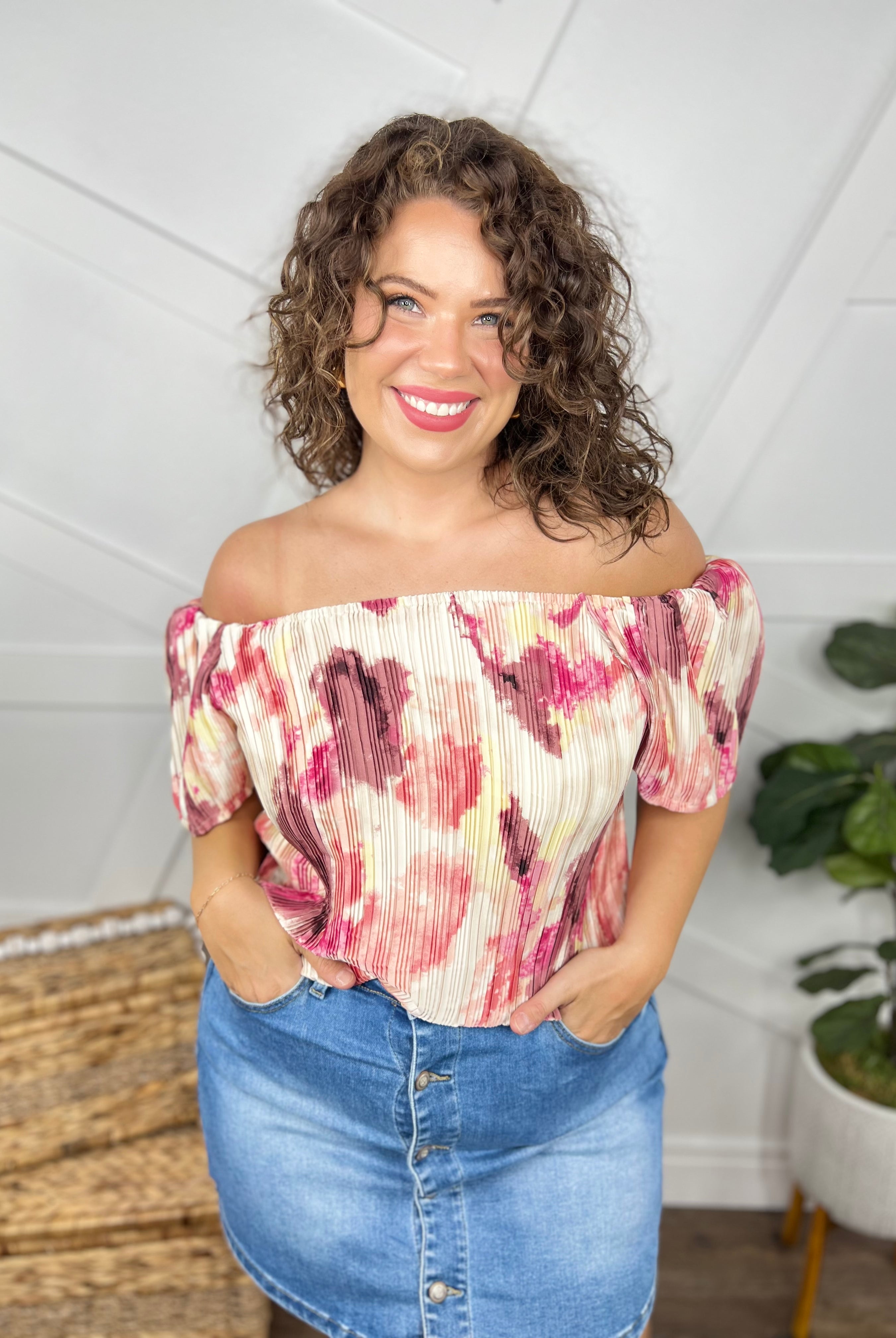 Serenity Sunset Top-110 Short Sleeve Top-Southern Grace-Heathered Boho Boutique, Women's Fashion and Accessories in Palmetto, FL