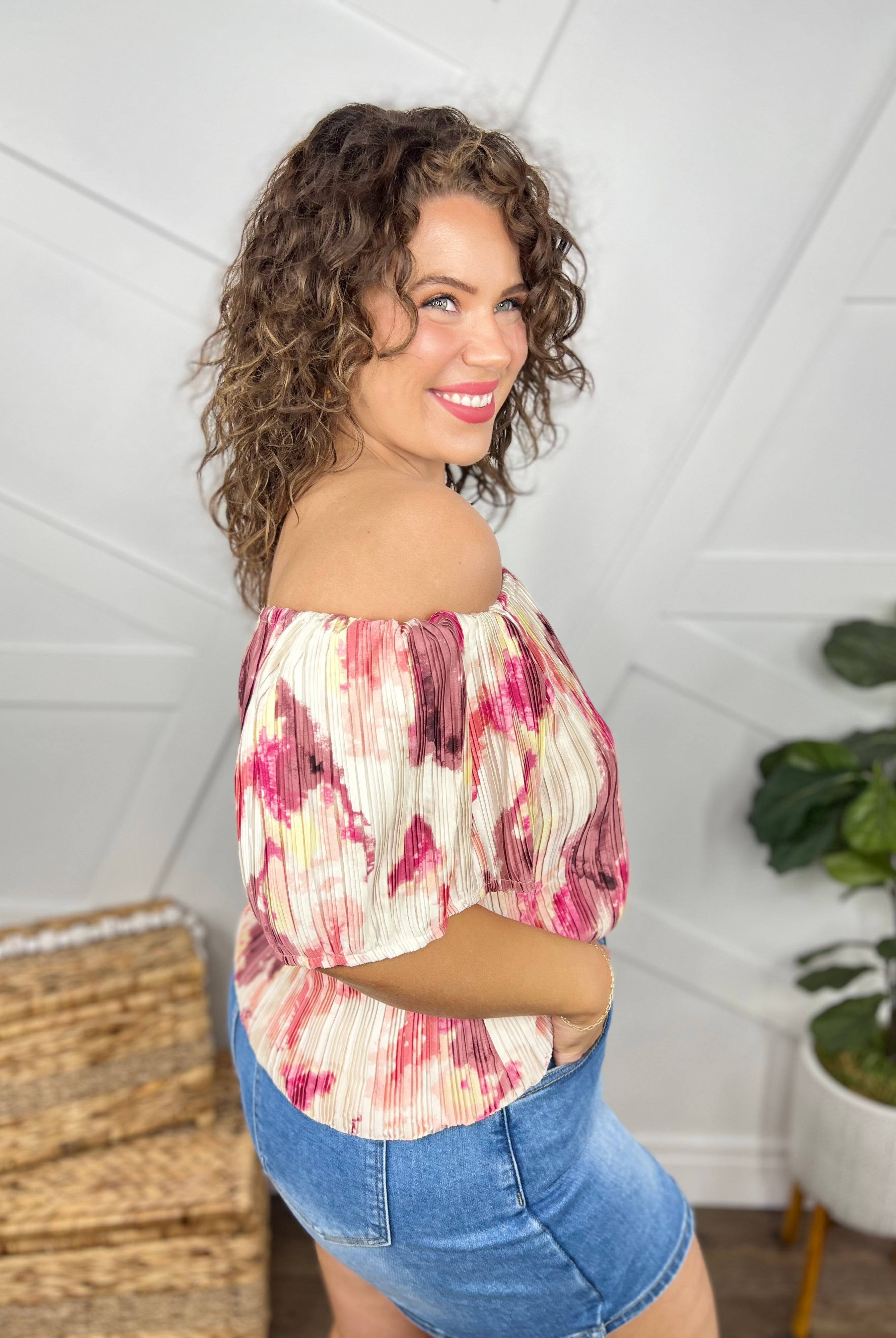 Serenity Sunset Top-110 Short Sleeve Top-Southern Grace-Heathered Boho Boutique, Women's Fashion and Accessories in Palmetto, FL
