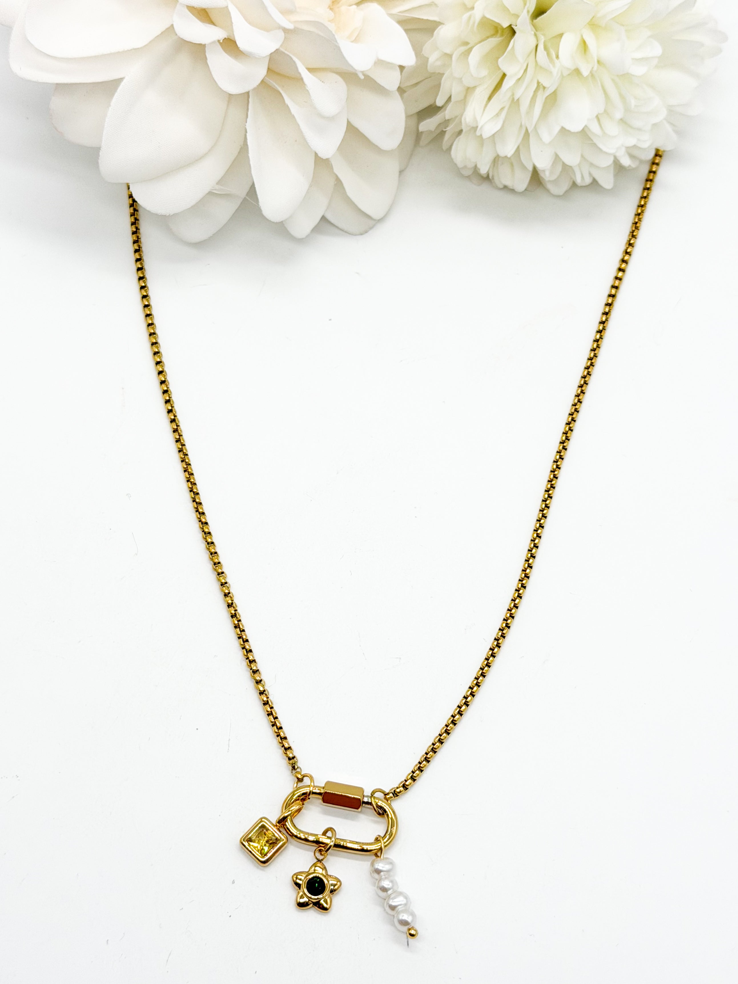 Golden Charm Lock Waterproof Necklace-310 Jewelry-NIHAO JEWELRY-Heathered Boho Boutique, Women's Fashion and Accessories in Palmetto, FL