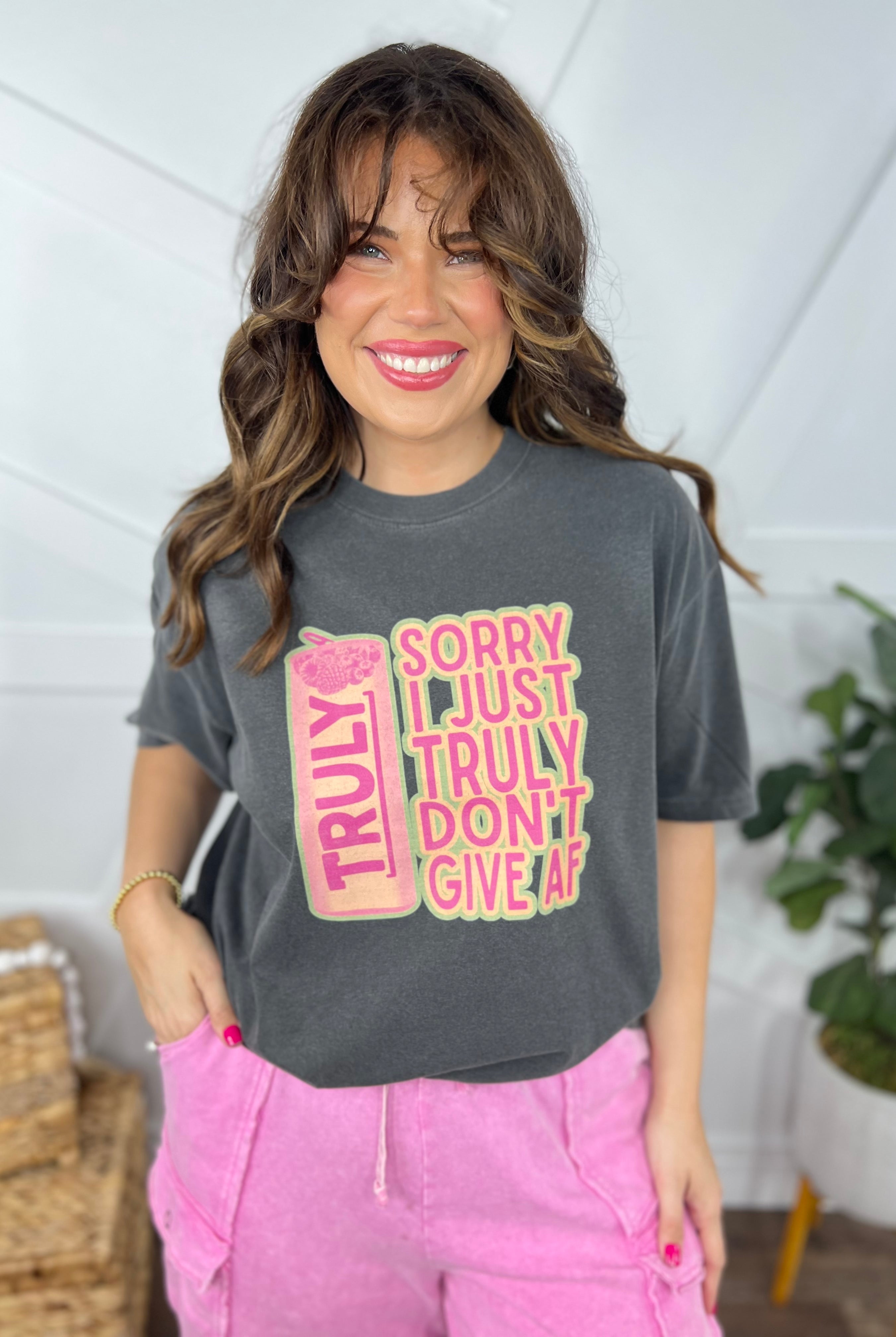 Truely Don't Graphic Tee-130 Graphic Tees-Heathered Boho-Heathered Boho Boutique, Women's Fashion and Accessories in Palmetto, FL