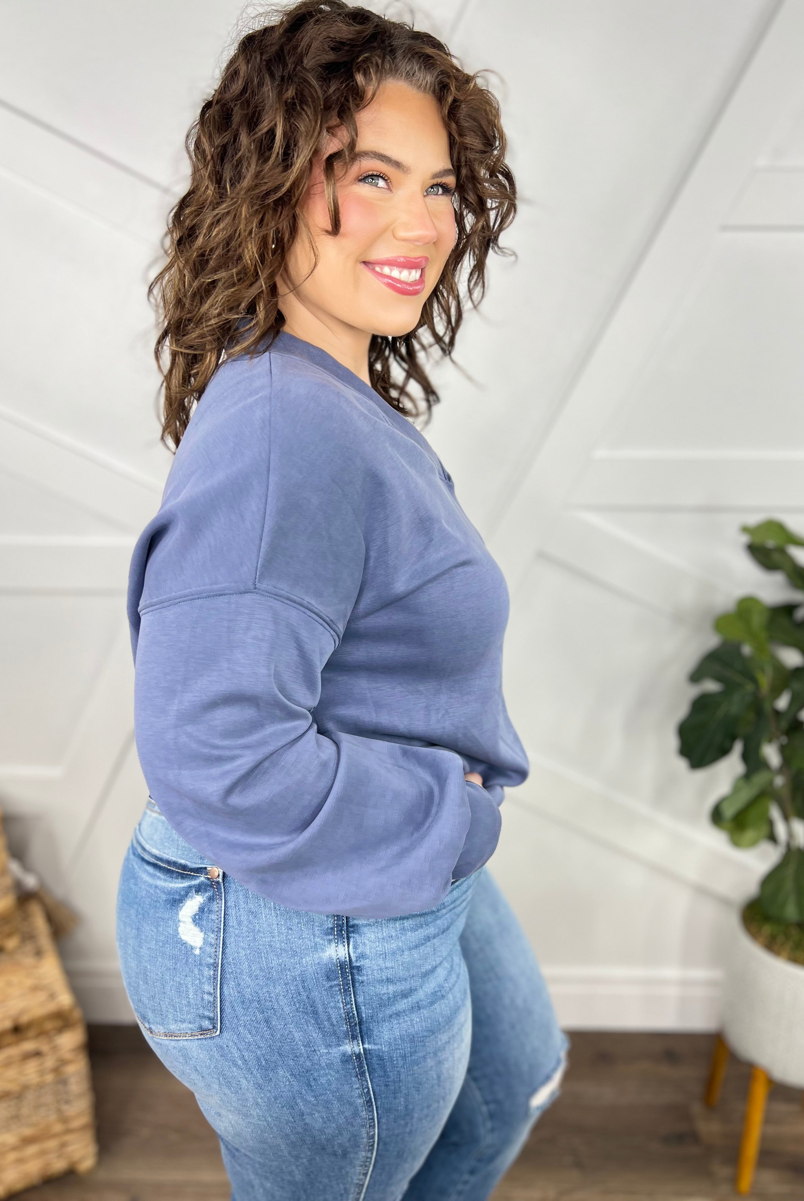 Everyday Long Sleeve Top-120 Long Sleeve Tops-White Birch-Heathered Boho Boutique, Women's Fashion and Accessories in Palmetto, FL