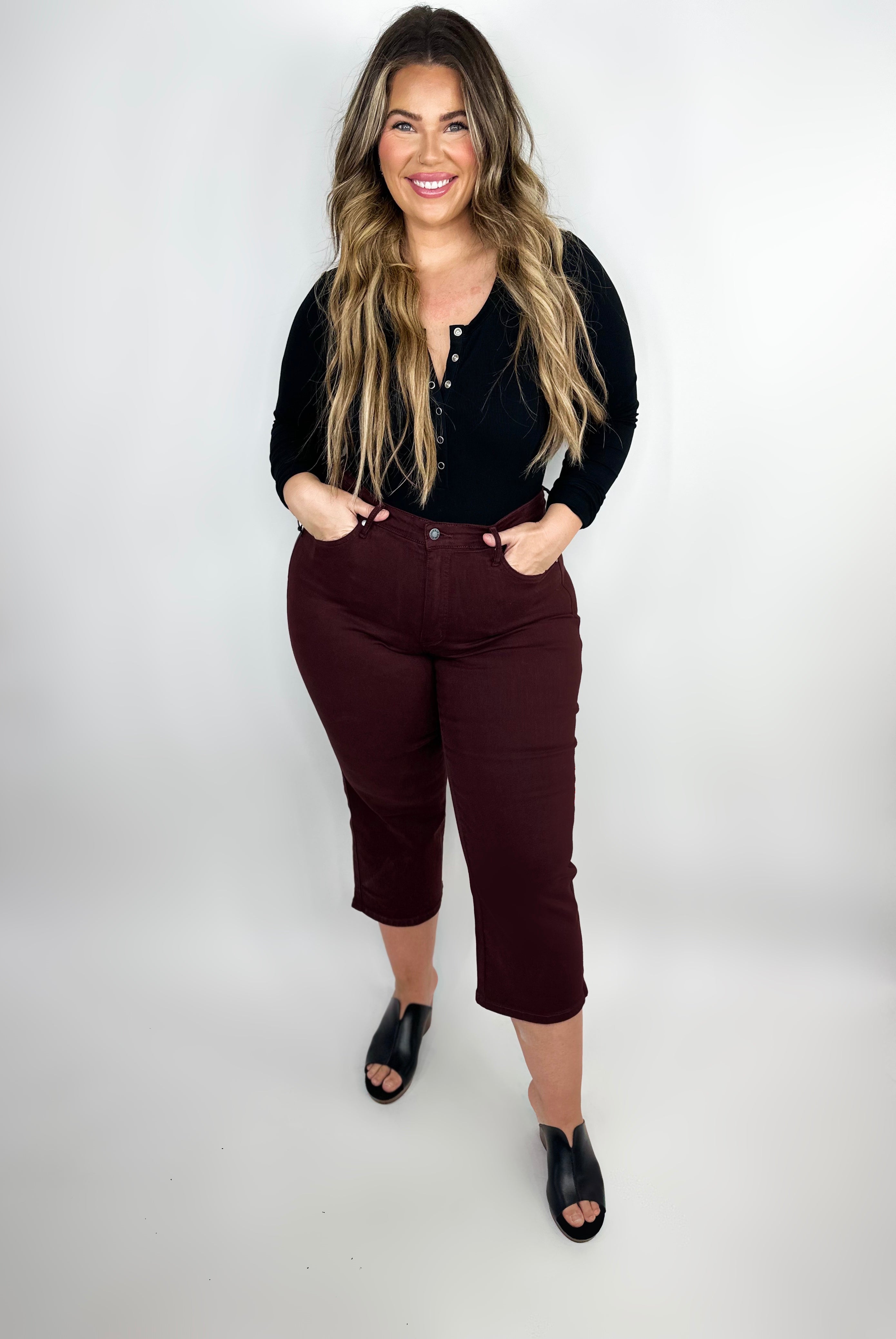 Cecilia Tummy Control Wide Crop by Judy Blue-190 Jeans-Judy Blue-Heathered Boho Boutique, Women's Fashion and Accessories in Palmetto, FL