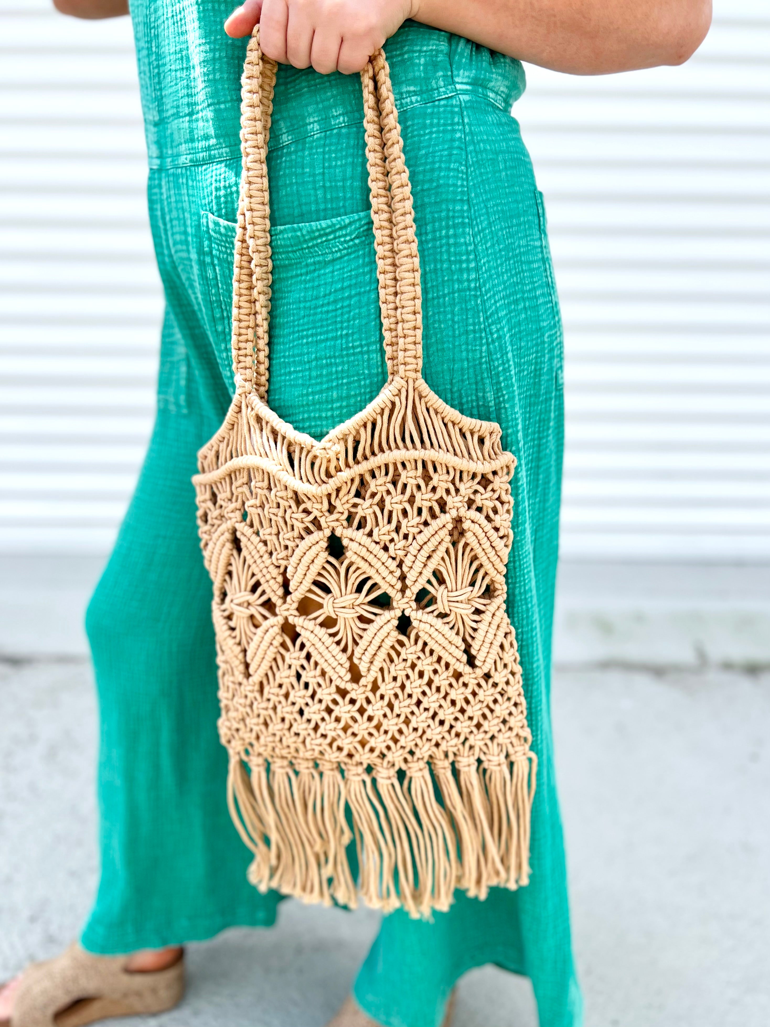 Delicate Beach Tote Bag-320 Bags-Fame Accessories-Heathered Boho Boutique, Women's Fashion and Accessories in Palmetto, FL