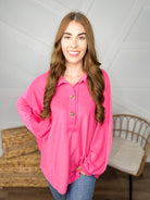 Harper Button Top-120 Long Sleeve Tops-Jess Lea-Heathered Boho Boutique, Women's Fashion and Accessories in Palmetto, FL