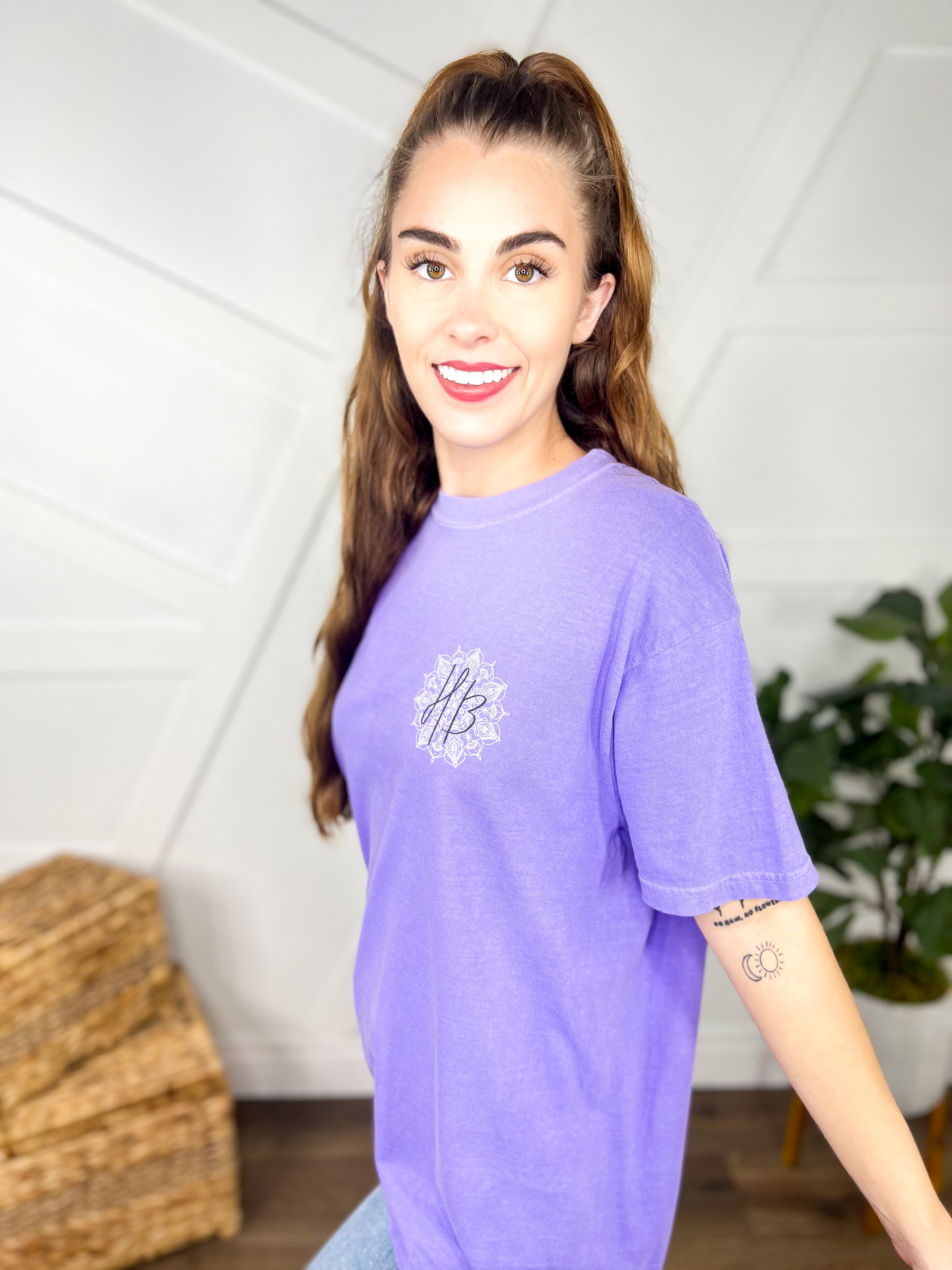 Custom Violet Heathered Boho Graphic Tee-130 Graphic Tees-Heathered Boho-Heathered Boho Boutique, Women's Fashion and Accessories in Palmetto, FL