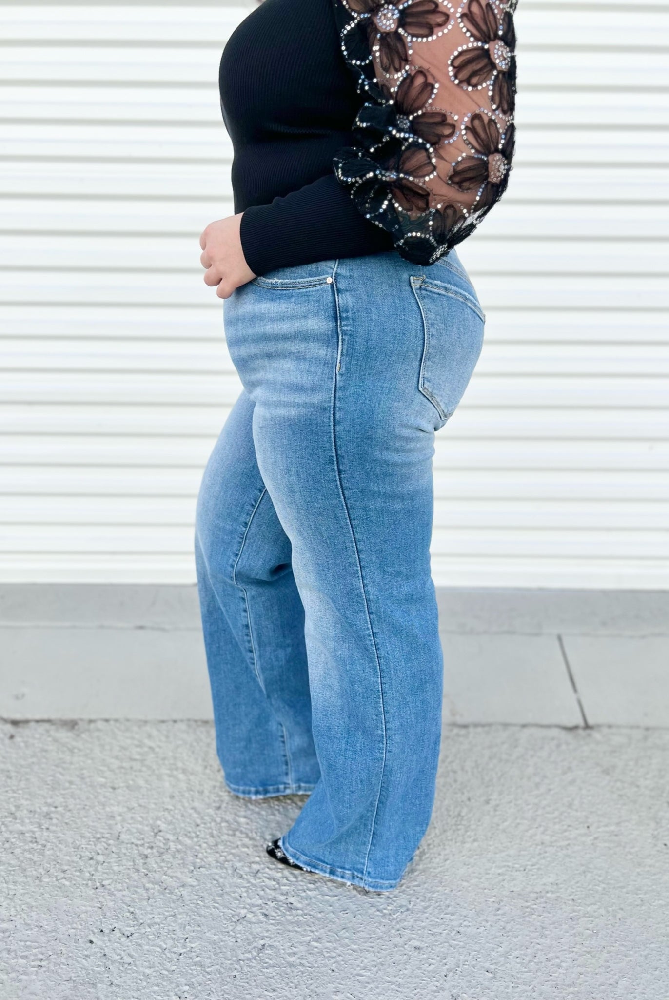 Crossing the Line Wide Leg by Risen-190 Jeans-Risen Jeans-Heathered Boho Boutique, Women's Fashion and Accessories in Palmetto, FL
