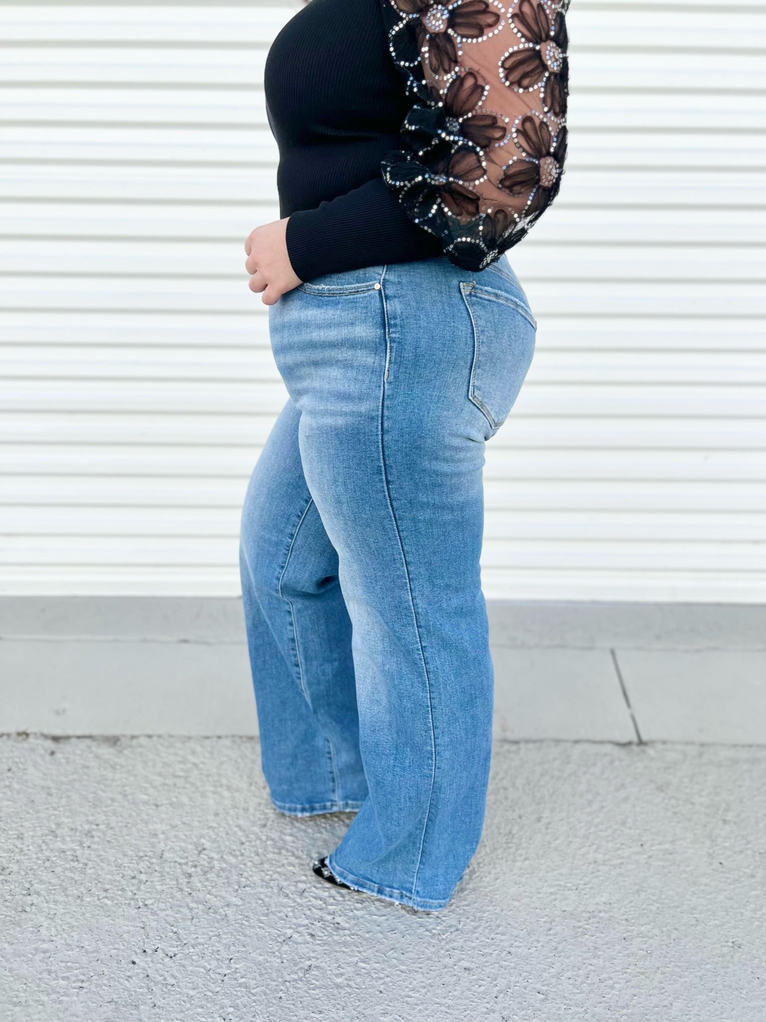 Crossing the Line Wide Leg by Risen-190 Jeans-Risen Jeans-Heathered Boho Boutique, Women's Fashion and Accessories in Palmetto, FL