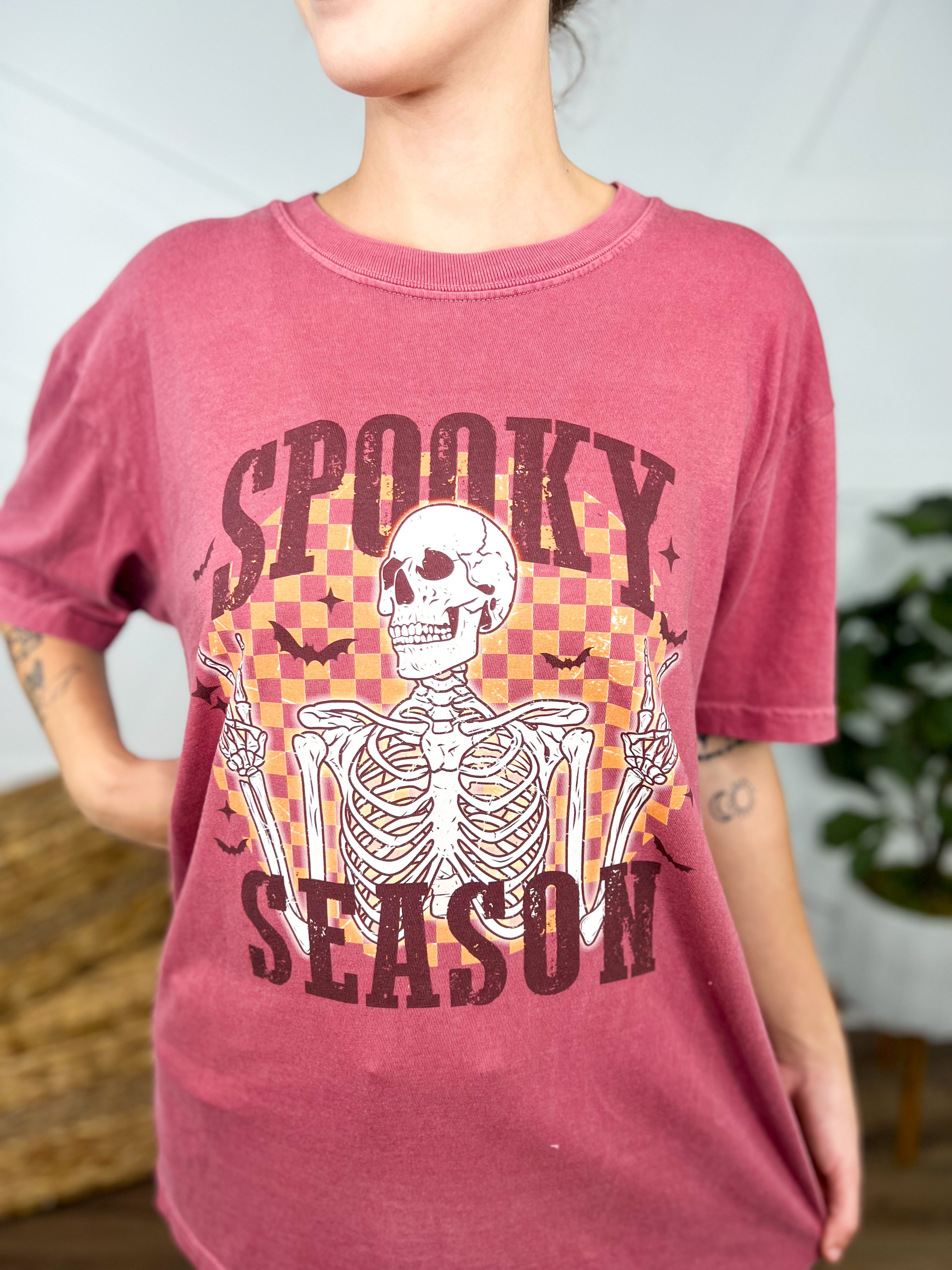 Spooky Season Graphic Tee-130 Graphic Tees-Heathered Boho-Heathered Boho Boutique, Women's Fashion and Accessories in Palmetto, FL