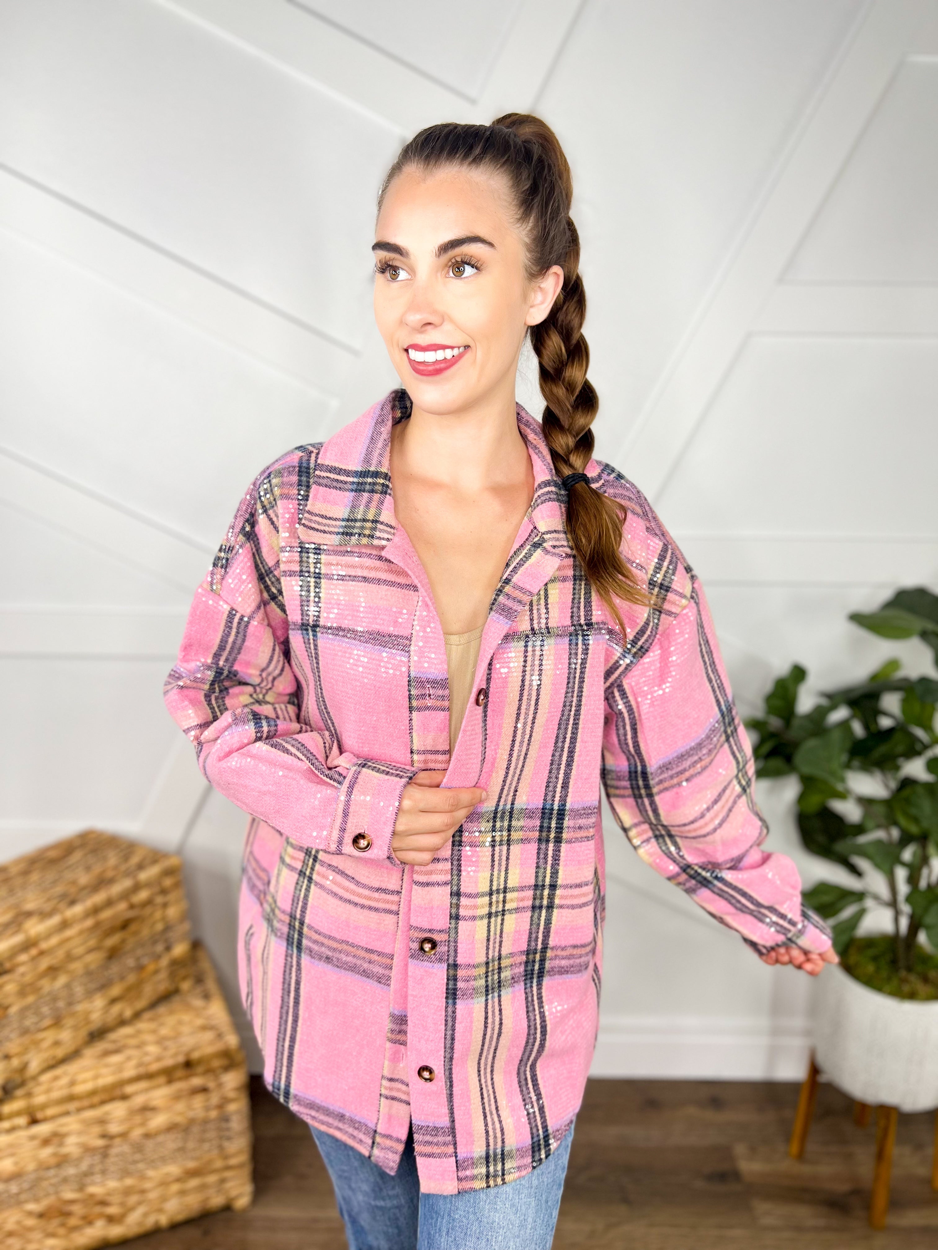 It Girl Plaid Shacket-200 Jackets/Shackets-Bibi-Heathered Boho Boutique, Women's Fashion and Accessories in Palmetto, FL