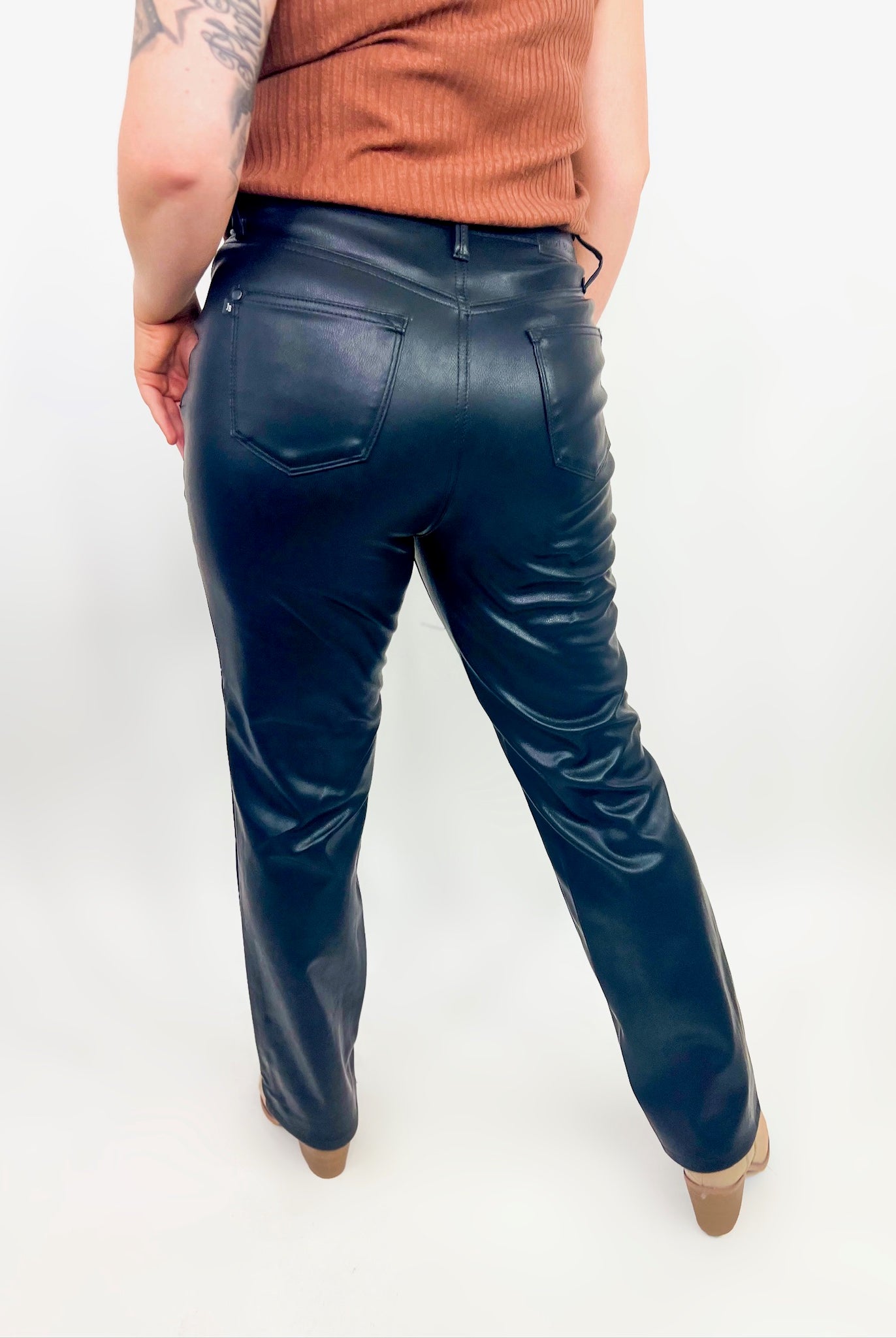 Baddie Leather Straight Leg by Judy Blue-190 Jeans-Judy Blue-Heathered Boho Boutique, Women's Fashion and Accessories in Palmetto, FL
