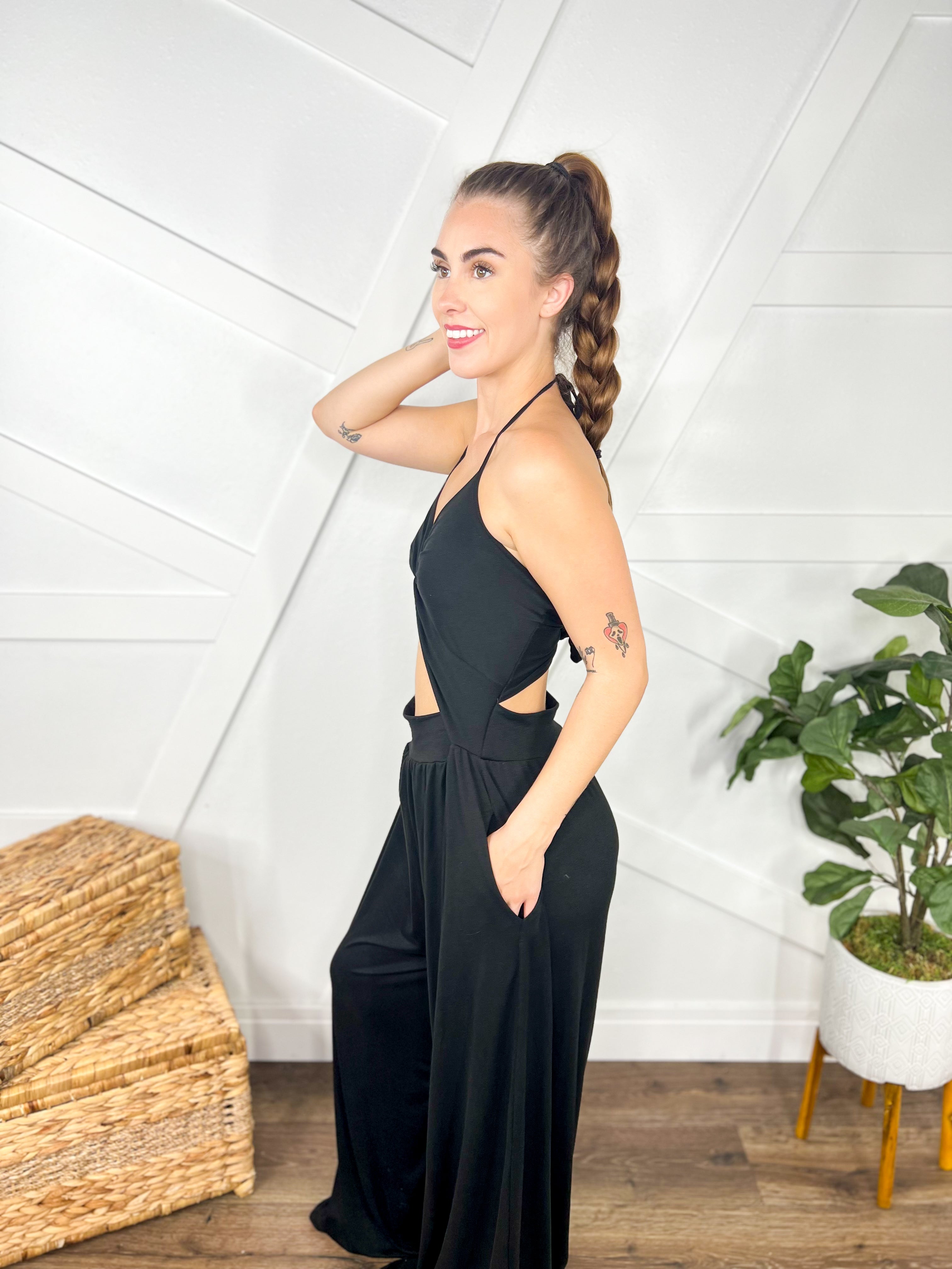 Black Fantasy Romper-230 Dresses/Jumpsuits/Rompers-Eldridge-Heathered Boho Boutique, Women's Fashion and Accessories in Palmetto, FL