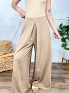 RESTOCK: Evermore Wide Leg Pants-150 PANTS-Jade by Jane-Heathered Boho Boutique, Women's Fashion and Accessories in Palmetto, FL