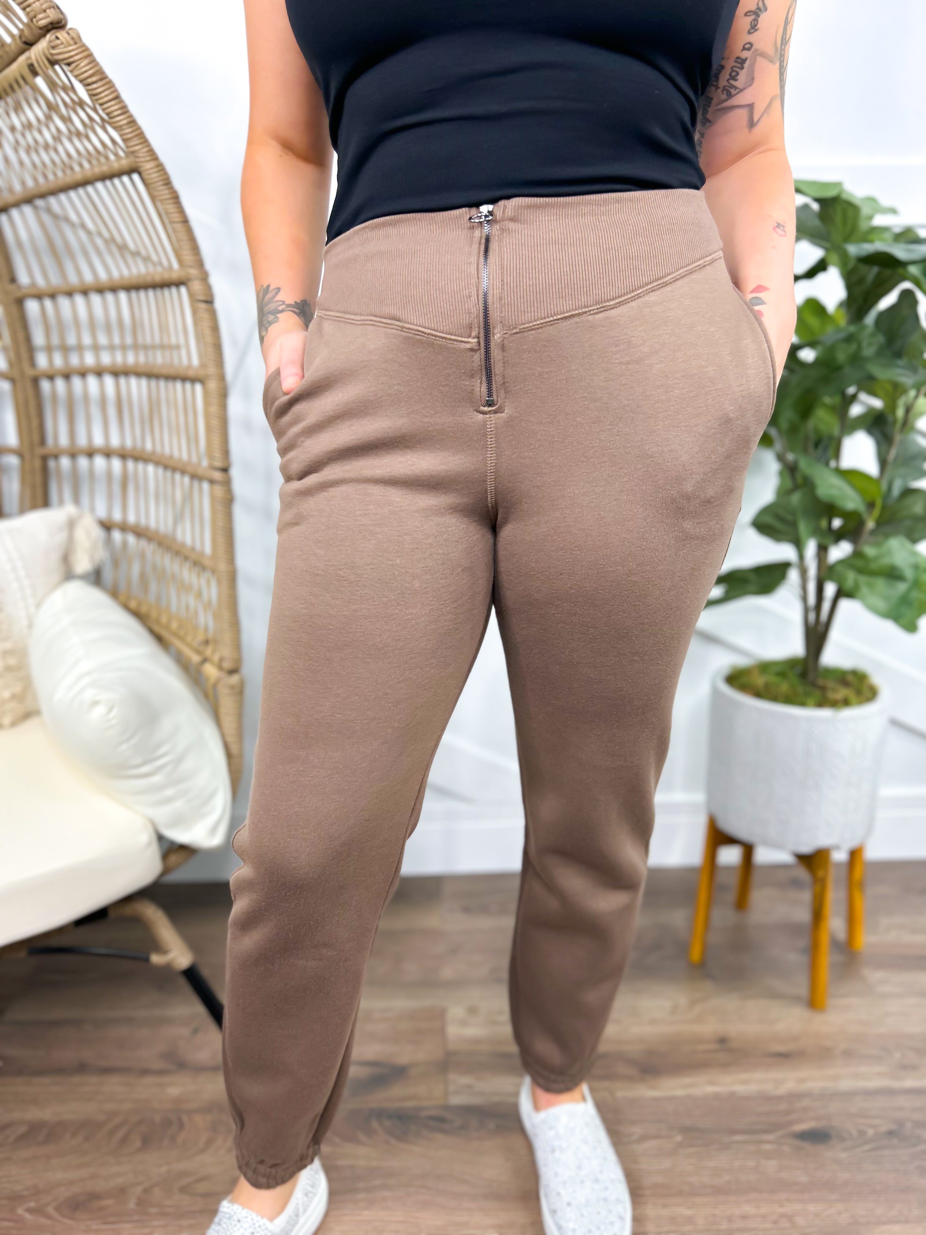 Trendy Zip Sweatpants-150 PANTS-Rae Mode-Heathered Boho Boutique, Women's Fashion and Accessories in Palmetto, FL