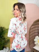 Blush Garden Button Blouse-110 SHORT SLEEVE TOP-HEIMISH-Heathered Boho Boutique, Women's Fashion and Accessories in Palmetto, FL
