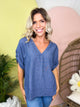 Breezy Linen V-Neck Top-110 SHORT SLEEVE TOP-SEW IN LOVE-Heathered Boho Boutique, Women's Fashion and Accessories in Palmetto, FL