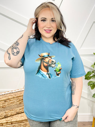 Derby Horse Graphic Tee-110 Short Sleeve Top-Heathered Boho-Heathered Boho Boutique, Women's Fashion and Accessories in Palmetto, FL